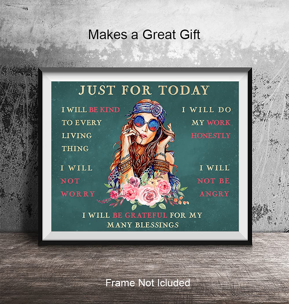 Boho Wall Art with Inspirational Quotes - Motivational Posters for Women - Positive Affirmations & Encouragement Gifts - Zen Decor for Bedroom, Office & Meditation Space - Hippie Home Decor & Reiki Picture