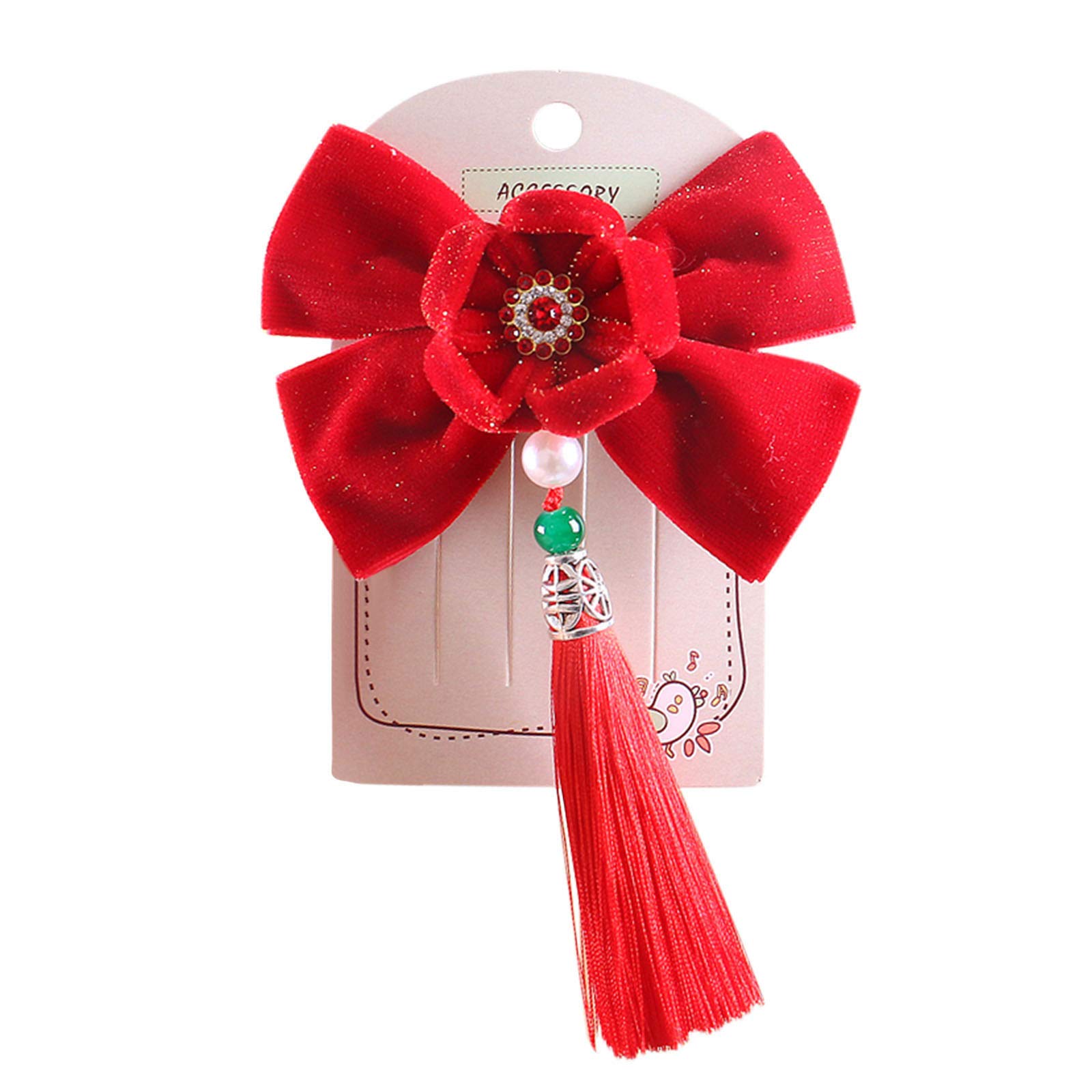 AxiBa Chinese New Year Baby Girls Hair Clips - Red Lunar New Year Hair Accessories for Kids, Free Size - Perfect for Festivals, Parties & Celebrations