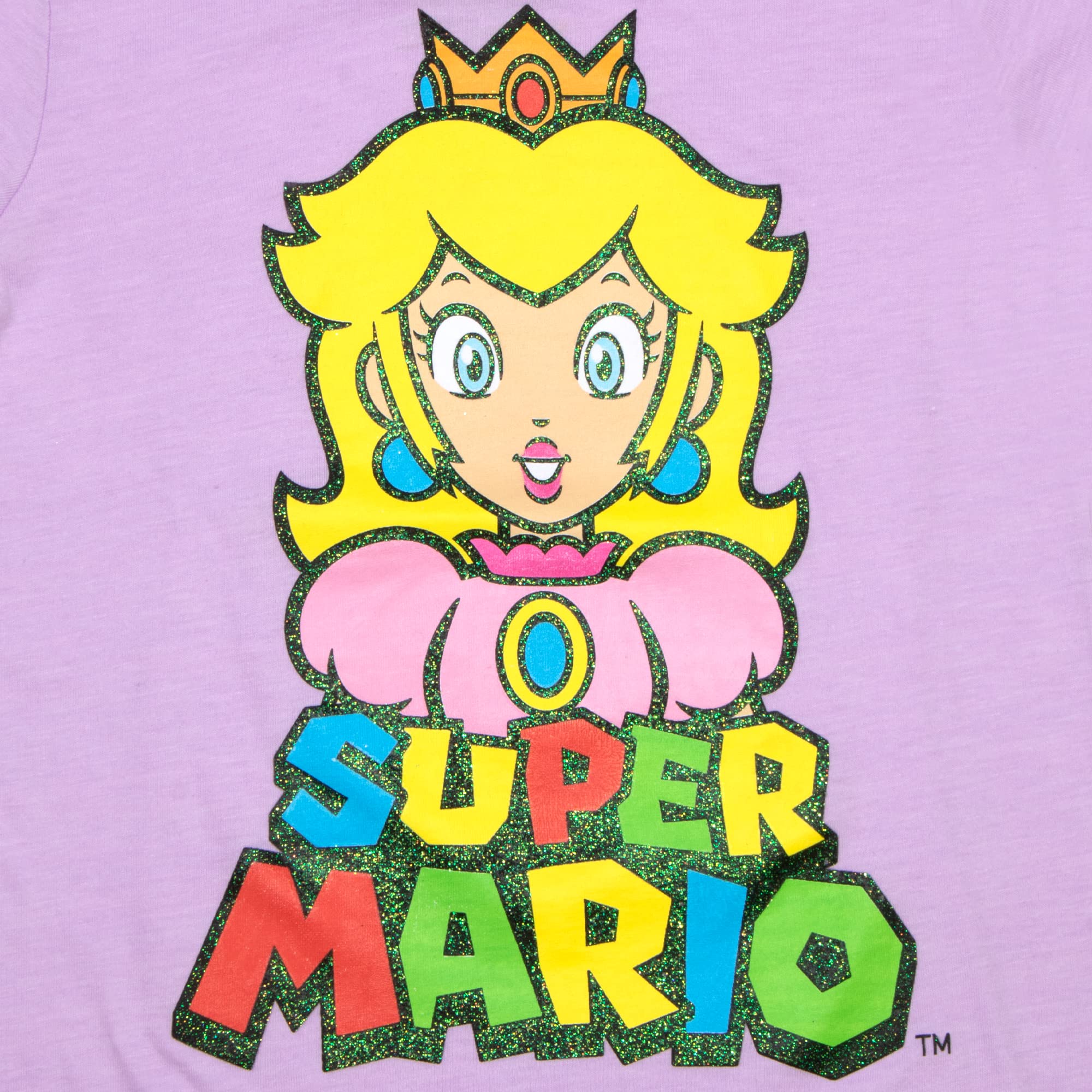 Super Mario Princess Peach 2-Piece Kids Outfit - Graphic Print Short Sleeve T-Shirt & Casual Set for Girls | Birthday Gift, Cosplay & Video Game Party Costume