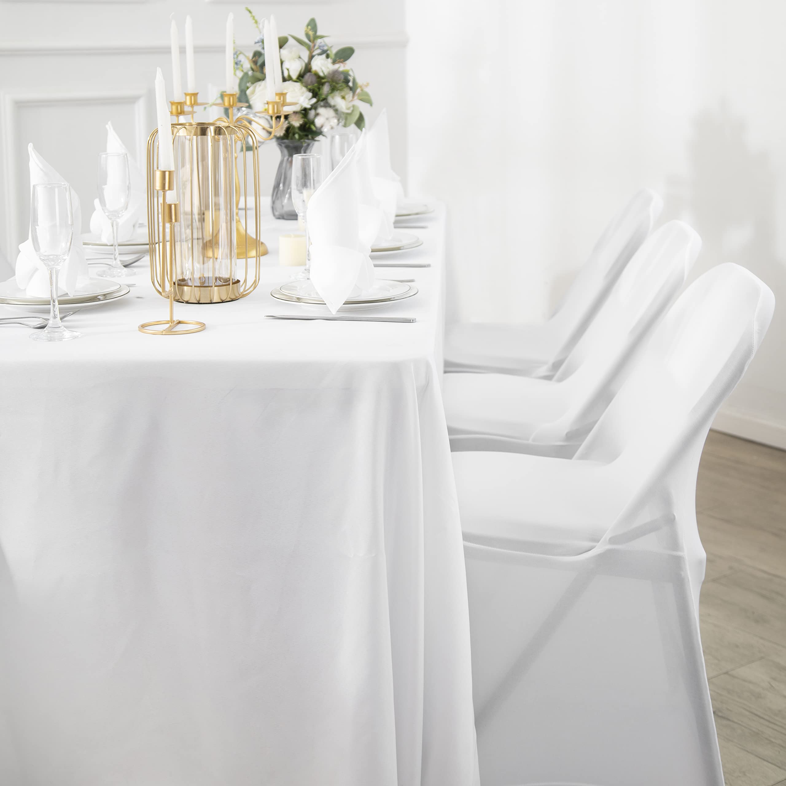 50PCS Stretch Spandex Chair Covers - Washable Removable Elastic Chair Protectors for Folding Chairs, Perfect for Living Room, Party, Banquet, Wedding & Hotel Events (White) - Durable & Stylish Seat Protection for Any Occasion
