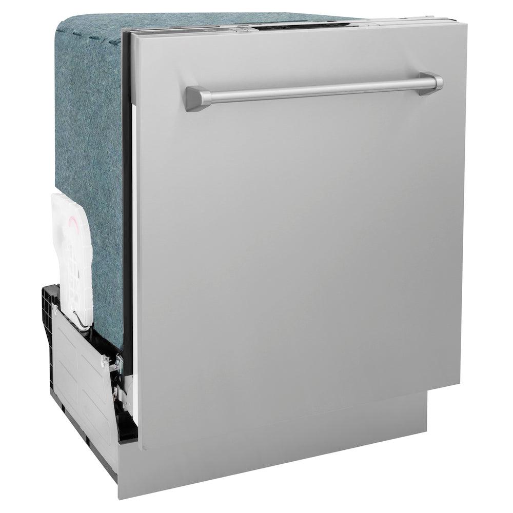 ZLINE 24 Inch Stainless Steel Top Control Dishwasher - 52dBa Ultra Quiet, Traditional Handle Design (DW 304 H 24) for Modern Kitchens & Open Concept Homes