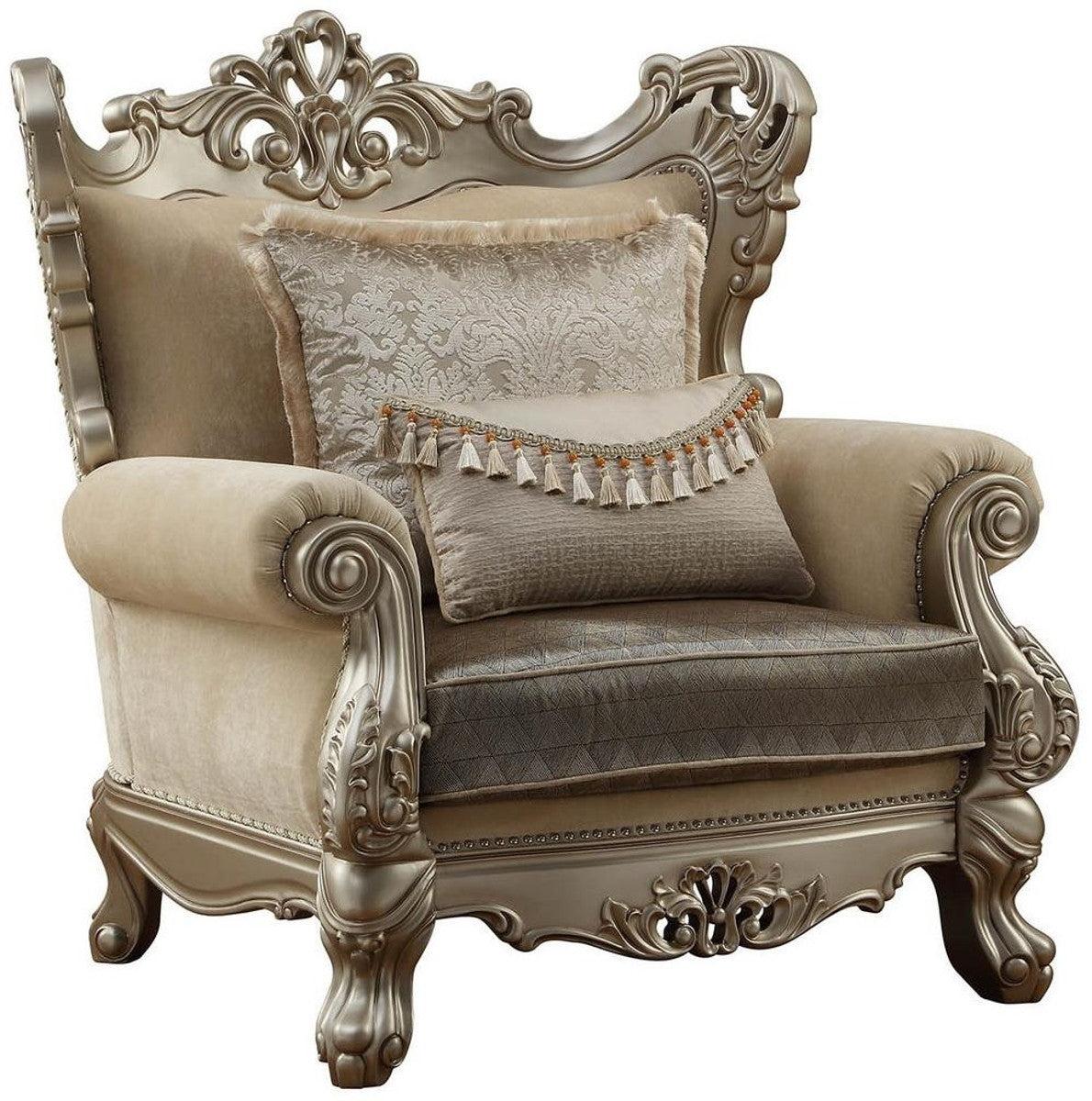 Acme Furniture Ranita Chair in Champagne 51042 - Modern Accent Chair for Living Room, Bedroom & Office - Comfortable Upholstered Seating with Elegant Design
