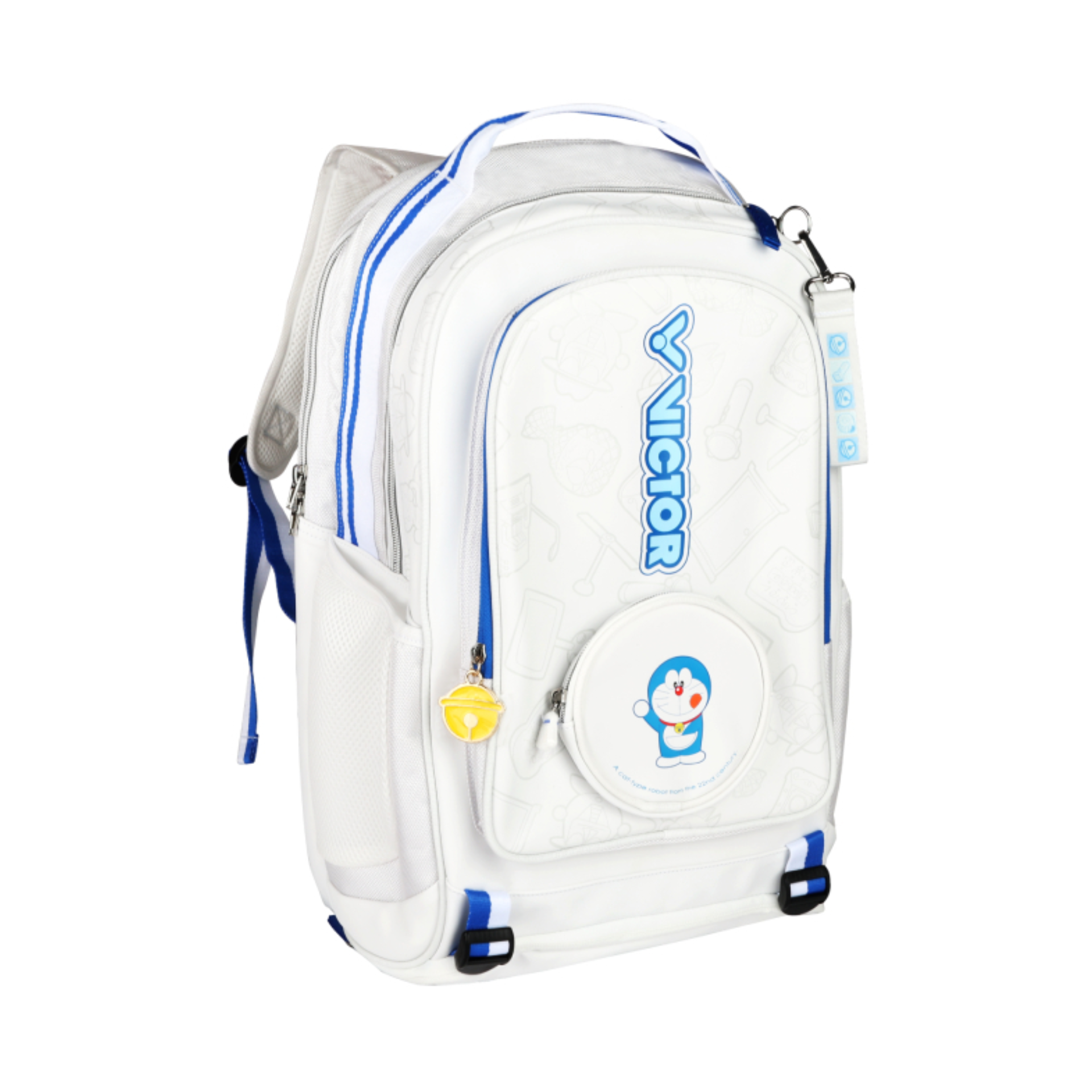 Victor X Doraemon BR5035DRM Anime Backpack for School & Travel - Lightweight Durable White Backpack with Doraemon Design - Perfect for Students, Commuters & Anime Fans
