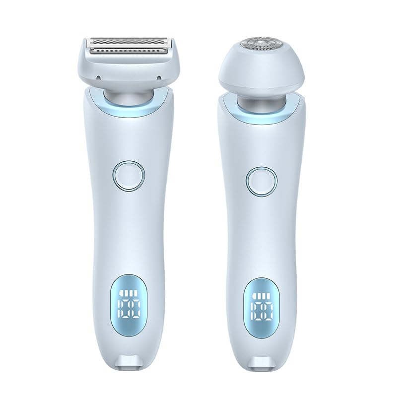 2-in-1 Women's Hair Trimmer & Body Shaver - Waterproof Electric Razor for Women with 2 Removable Heads, Wet/Dry Use, Portable Hair Removal for Legs, Underarms, Bikini Line & Sensitive Skin - Perfect for Travel, Gym & Home Use