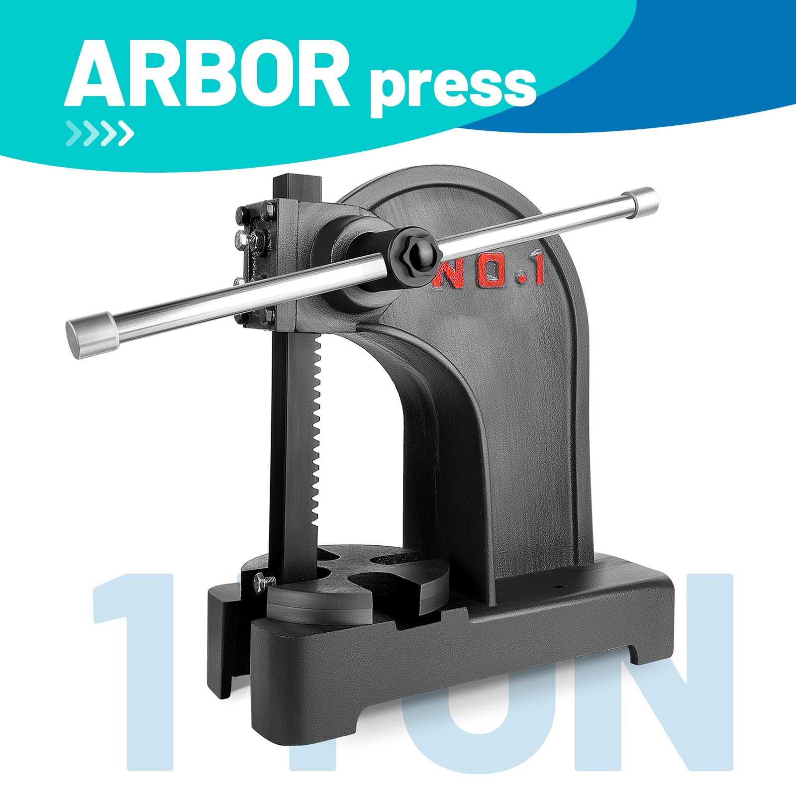1 Ton Heavy Duty Cast Iron Arbor Press - Manual Desktop Hand Press for Riveting, Punching & Bending | 5.5