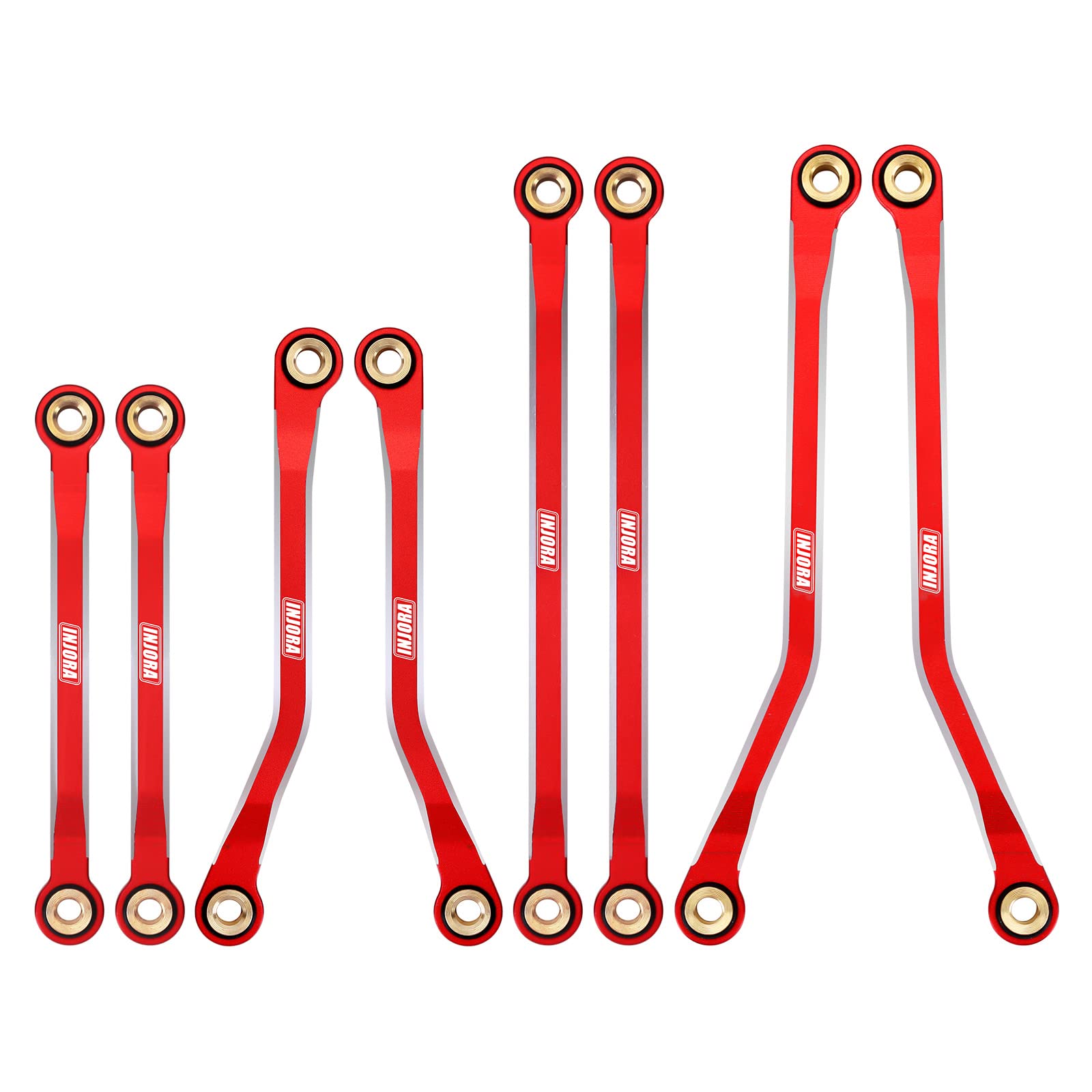 INJORA High Clearance CNC Aluminum Chassis Links Set for TRX4M Defender & Bronco 1/18 Scale RC Crawler Upgrade Parts (Red) - Perfect for Off-Road Trails, Rock Crawling and RC Car Performance Enhancement