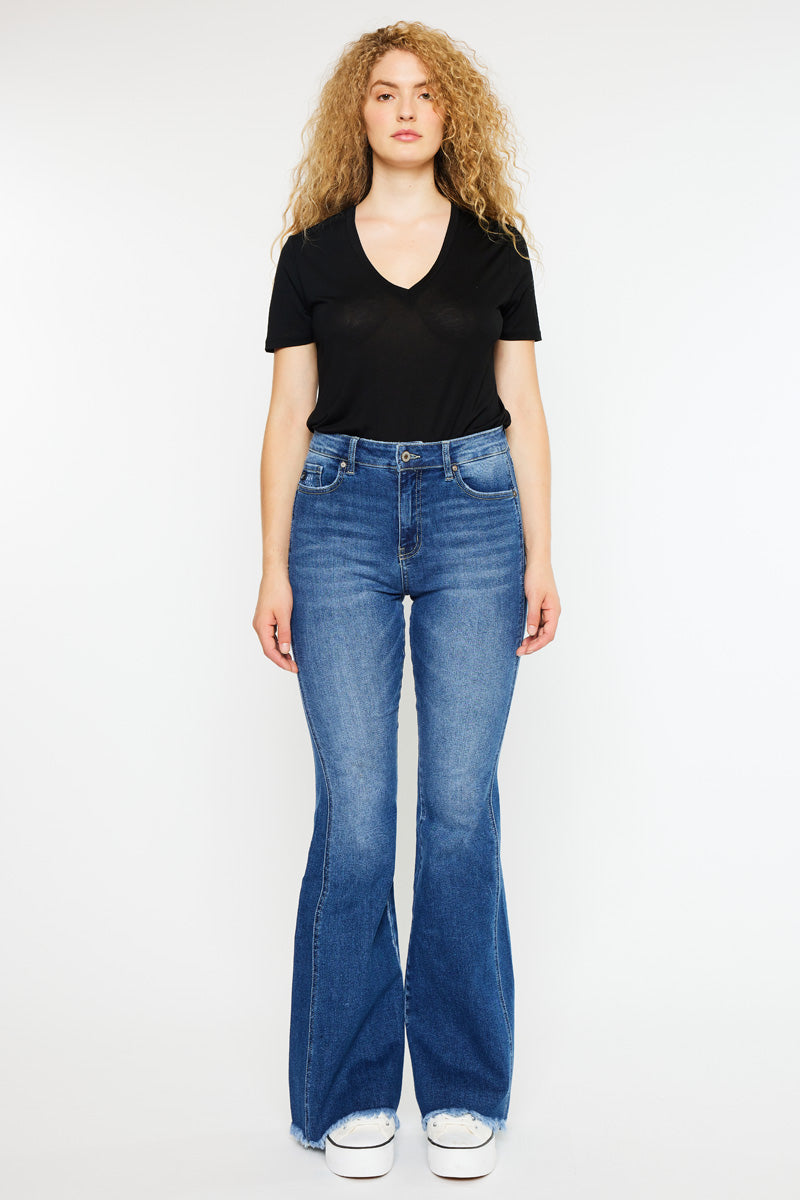 Annika High Rise Flare Jeans for Women - Curvy Fit Stretch Denim Pants, Bootcut & Comfortable for Casual Wear, Work & Night Out