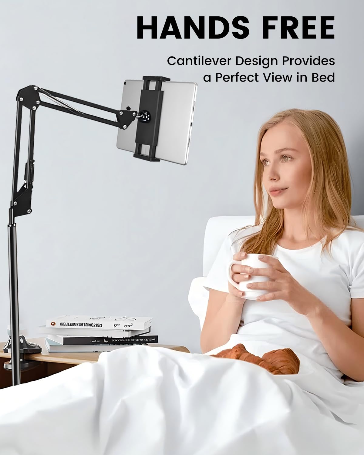 Adjustable iPad Stand with Swivel Arm for iPad Mini/Air/Pro & Phones - Home & Office Use