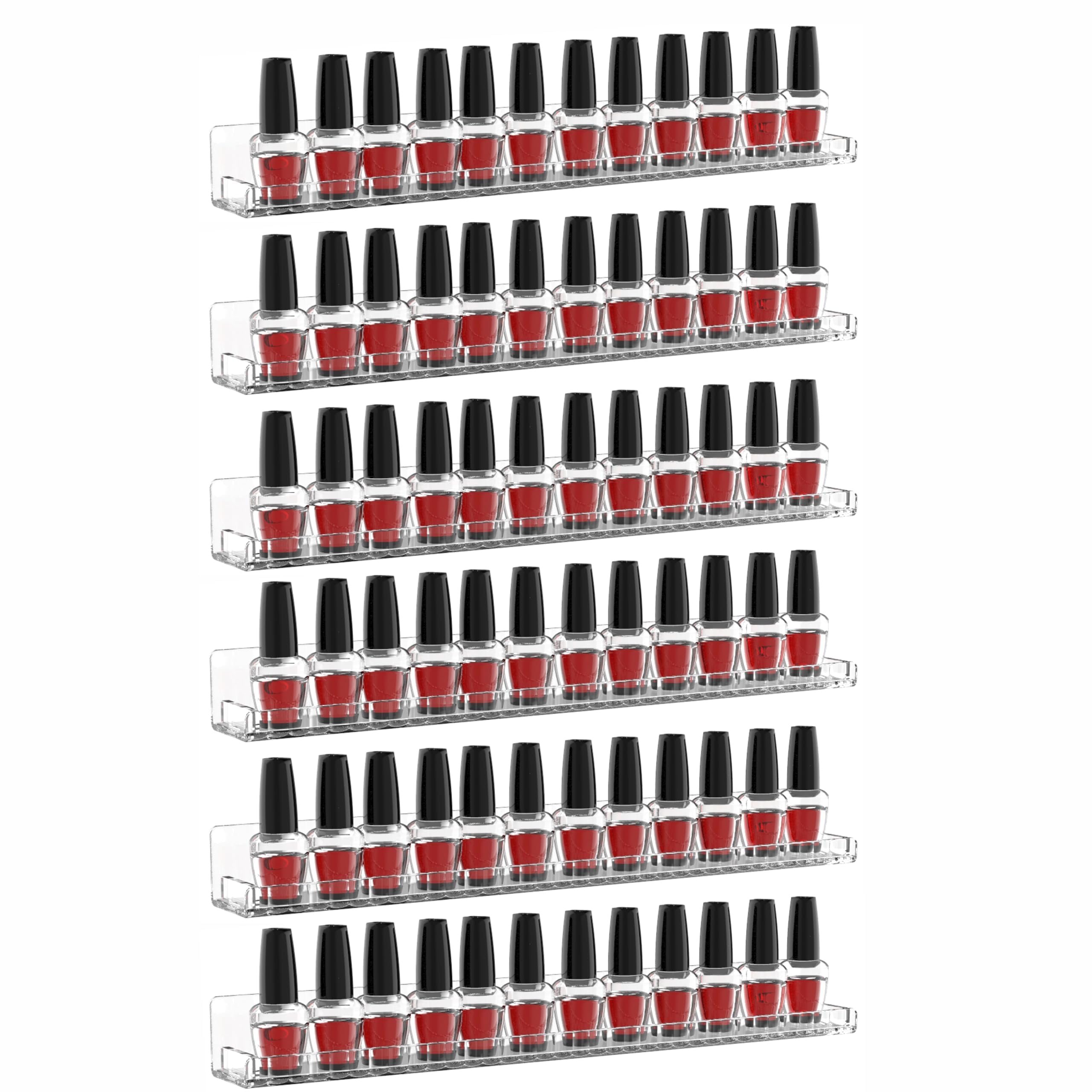 6PCS Clear Acrylic Hanging Nail Polish Rack - Wall Mount Essential Oil Shelf & Gel Polish Holder for Salon, Tattoo Studio Decor - Perfect for Organizing Nail Paints, Tattoo Inks & Beauty Products in Small Spaces