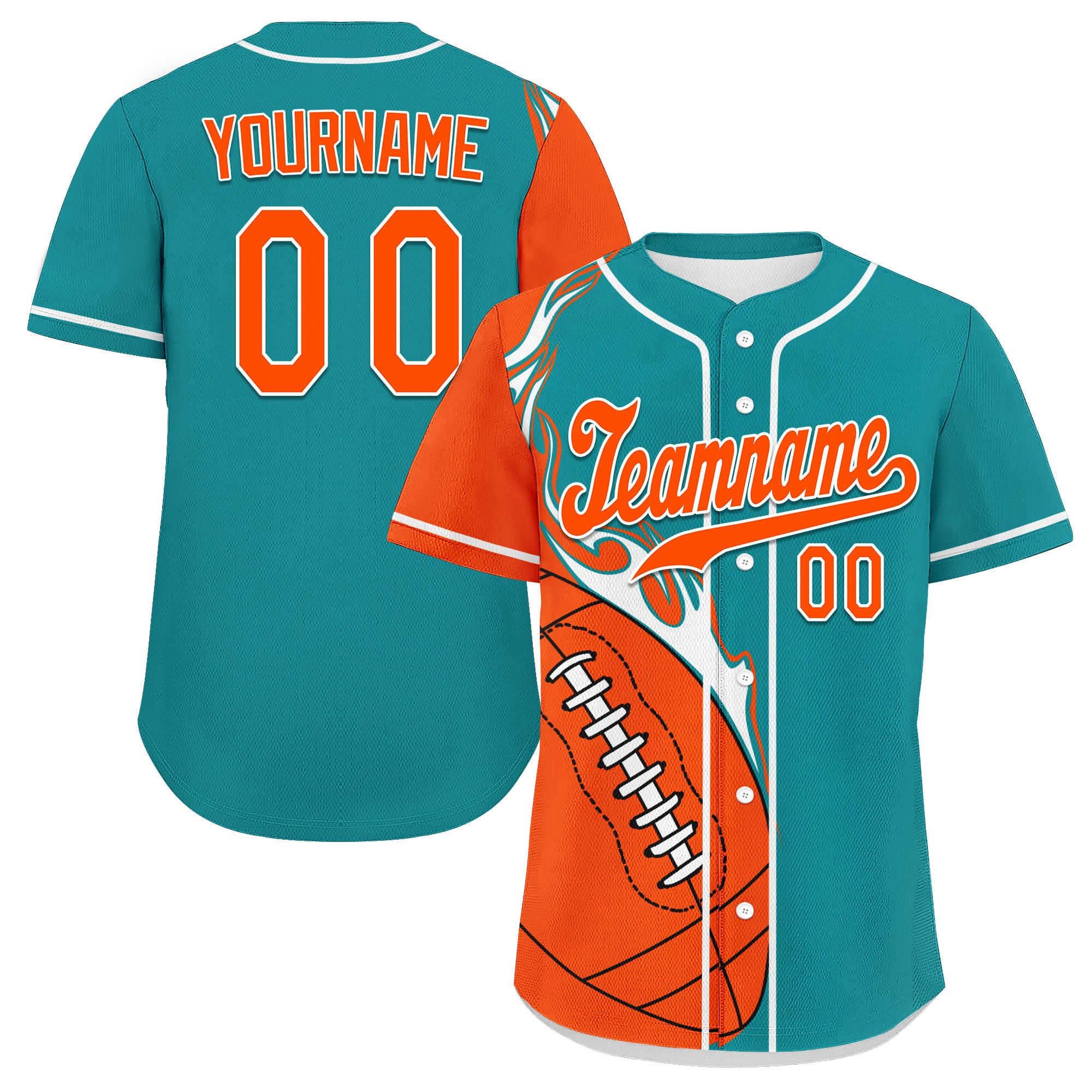 Custom Cyan & Orange Classic Style Personalized Authentic Baseball Jersey - UN002 D0b0a00 - Perfect for Team Sports, Fan Events & Casual Wear