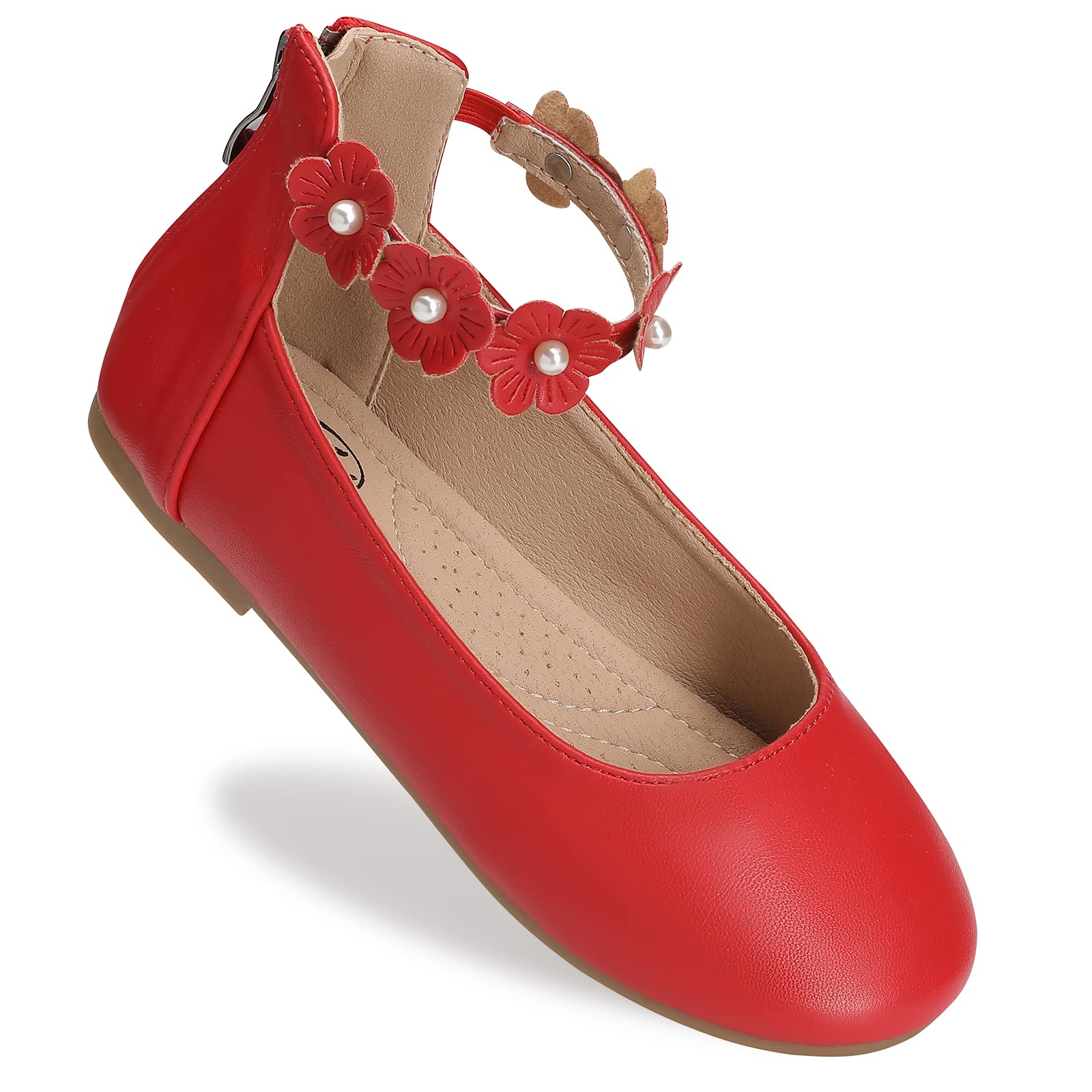 Trary Girls Dress Shoes with Ankle Strap - Flower Girl Ballet Flats Mary Jane Shoes for Weddings, Parties & Special Occasions