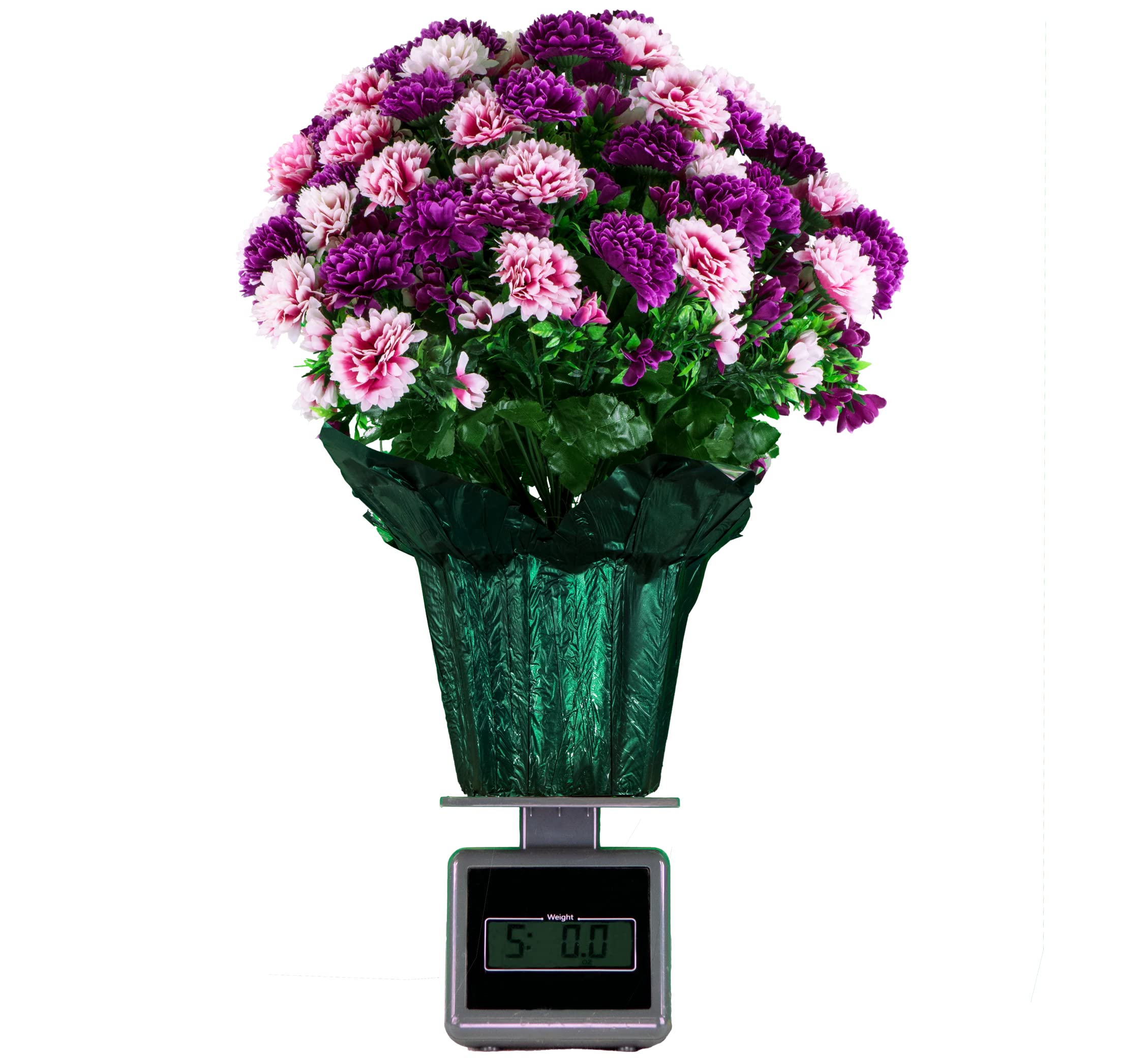 Sympathy Silk Artificial Flowers Weighted Pot Bouquet - 18
