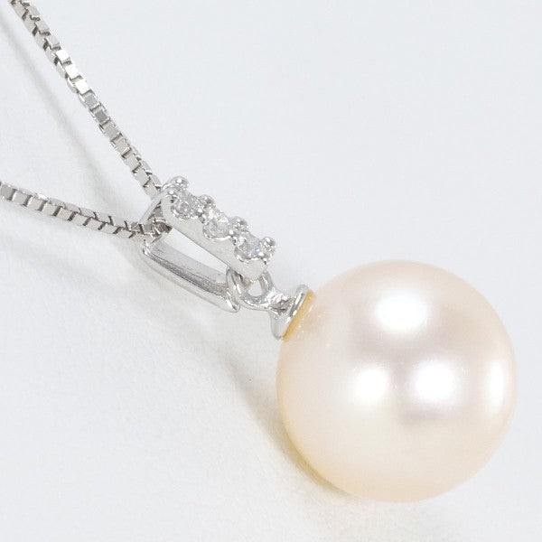 14K White Gold Pearl and Diamond Pendant Necklace for Women - Elegant Jewelry Gift for Wedding, Anniversary, and Special Occasions