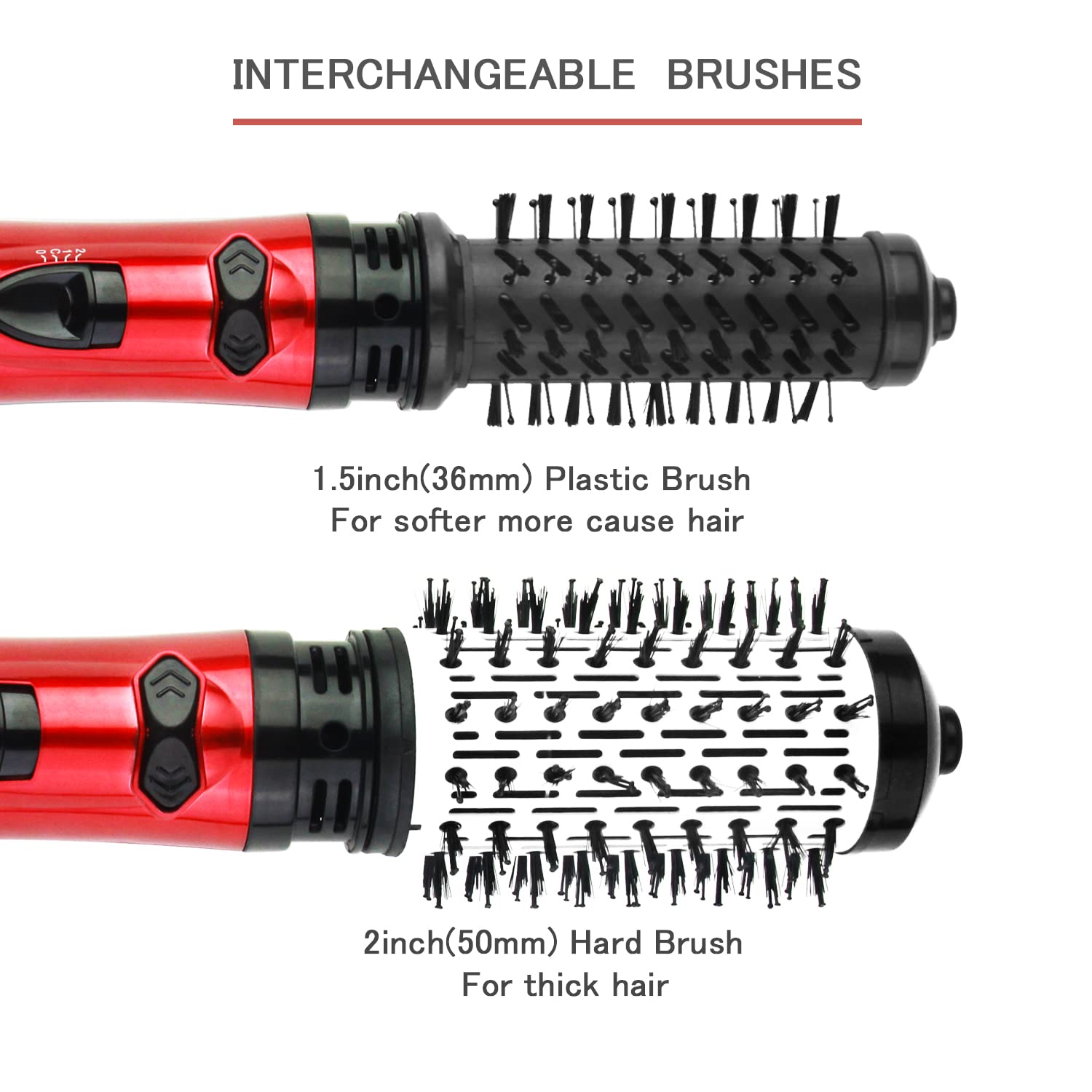 Professional Hot Air Brush Styler & Hair Dryer - 2-in-1 Rotating Hair Dryer Brush for Salon-Quality Styling at Home, Creates Vibrant Curls & Waves (Red) - Perfect for Daily Styling, Special Occasions & Travel