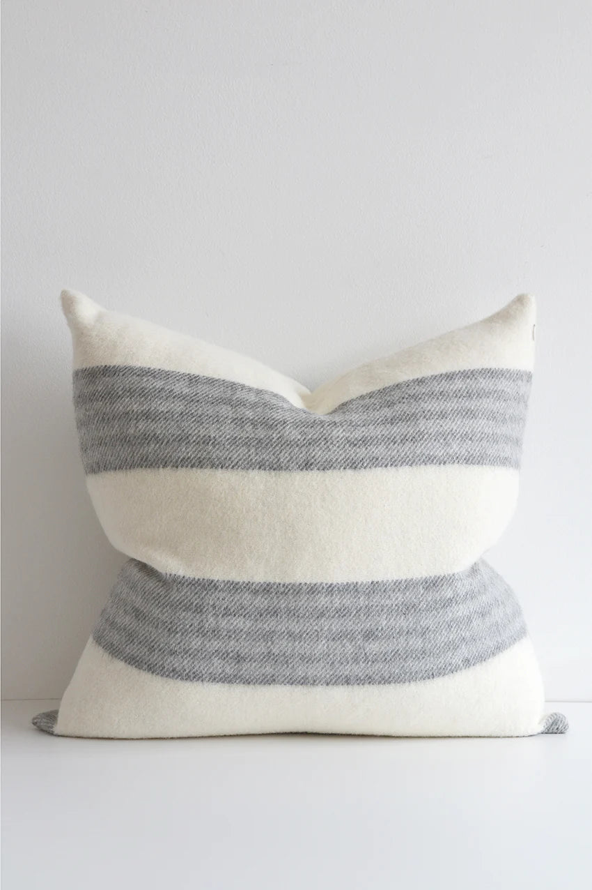 Premium 22x22 Inch Brooklyn Pillow Cover - Soft Off White, Dark Grey & Light Grey Decorative Throw Pillow Case for Sofa, Bed & Home Decor