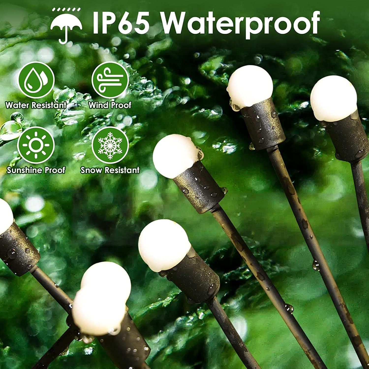 BOSSERN 4 Pack Solar Firefly Lights - Waterproof Outdoor Solar Sway Lights with Twinkle Effect, Warm White Solar Fairy Lights for Garden, Patio, Christmas Tree Decorations | Perfect for Backyard, Pathway, and Holiday Lighting