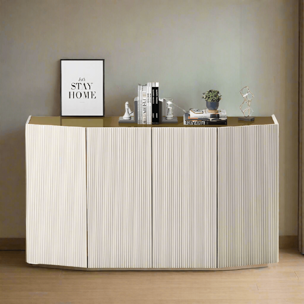 Levon Sideboard - Modern Buffet Cabinet with 2 Doors & 4 Drawers for Dining Room Storage | Perfect for Home, Office, and Restaurant Use
