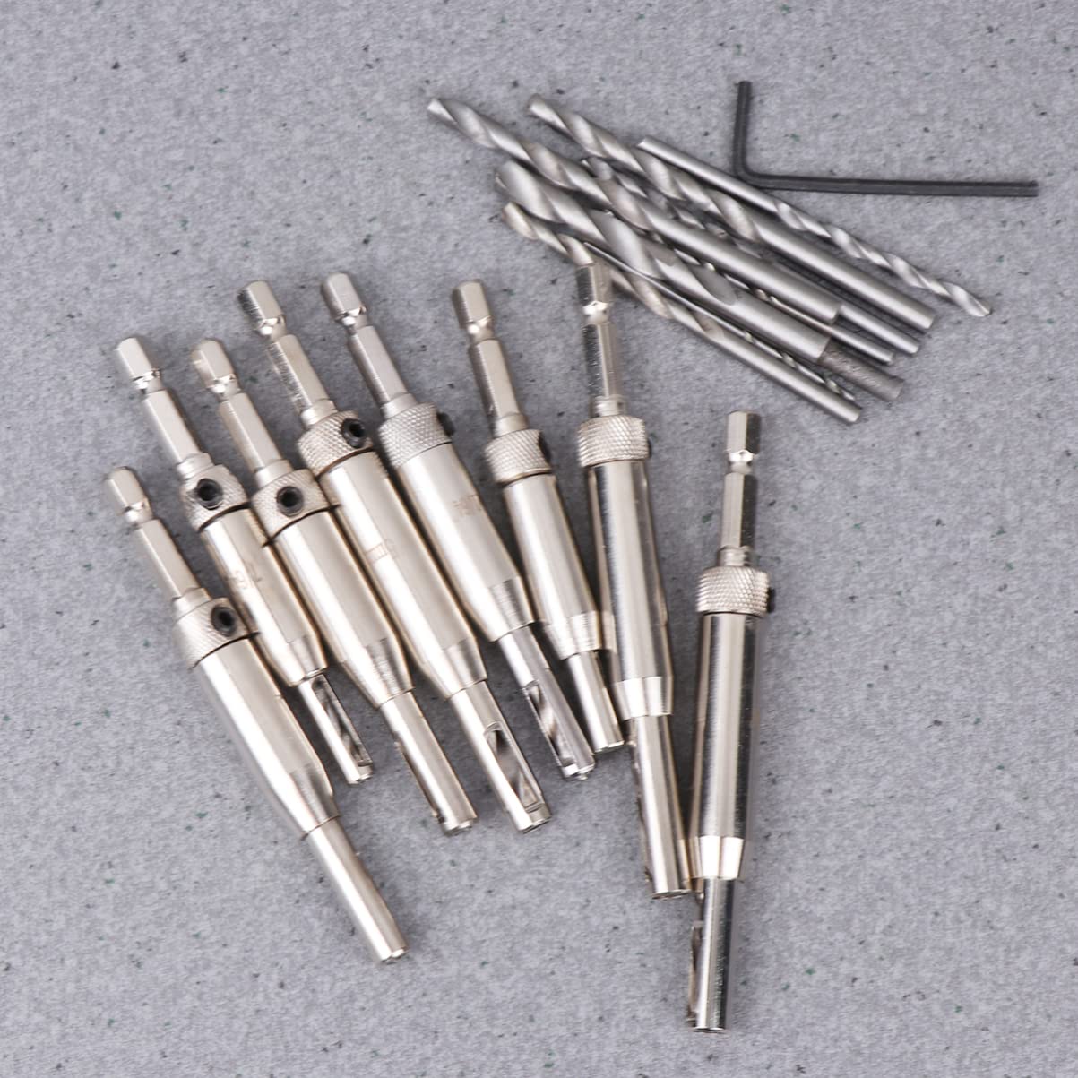 DOITOOL HSS Countersink Drill Bit Set - 8 Sizes Hex Shank for Chipboard, Particle Board & Hinge Installation - Perfect for Woodworking, Cabinetry & DIY Projects