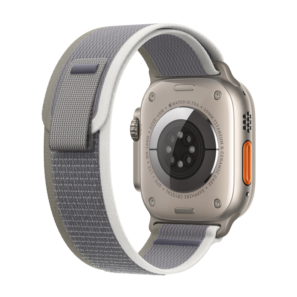 Apple Watch Ultra 2 GPS + Cellular 49mm Titanium Case with Green/Gray Trail Band (M/L Size) - Perfect for Outdoor Adventures, Fitness Tracking & Daily Wear