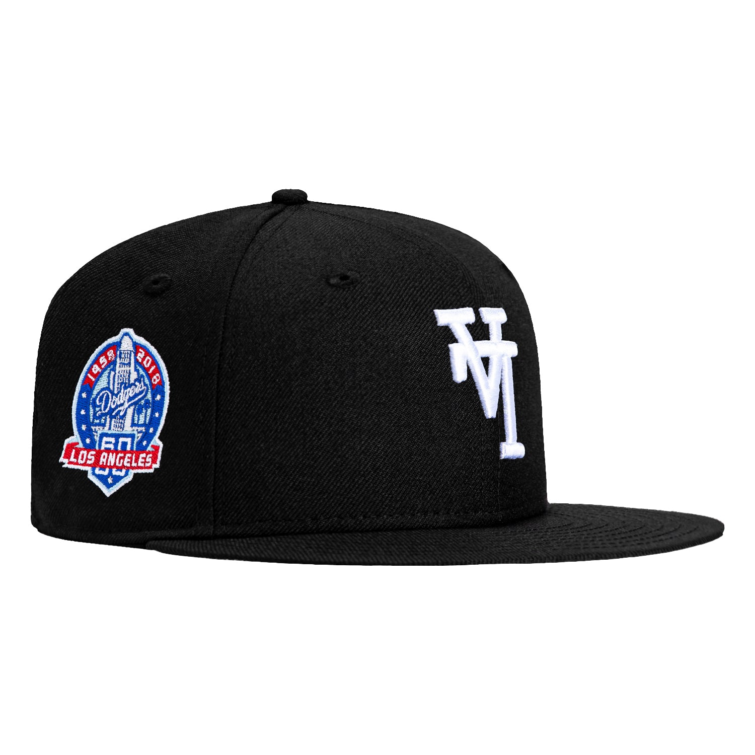 New Era 59Fifty Los Angeles Dodgers 60th Anniversary Patch Upside Down Snapback Hat - Black & White - Perfect for Baseball Games, Fan Collections & Streetwear Fashion