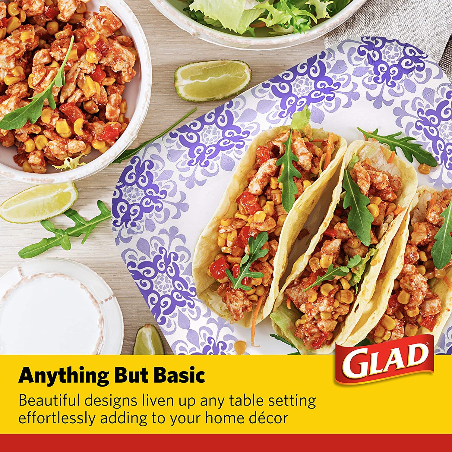 **Glad Square Disposable Paper Plates 600 Count – Heavy Duty, Soak Proof & Cut Proof – 8.5