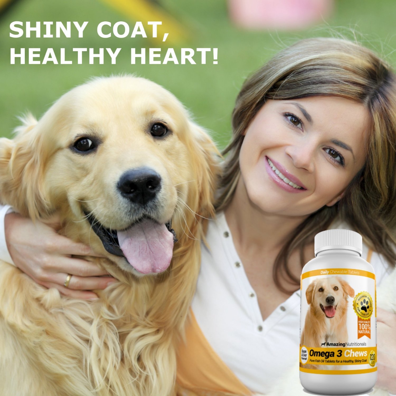 Premium Omega-3 Fish Oil & Turmeric Curcumin Supplement for Dogs - All-Natural Antioxidant Chews for Healthy Coat, Brain Function & Joint Support - 240 Tasty Soft Chews (2 x 120 Count) - Ideal for Senior Dogs & Pets with Digestive Issues