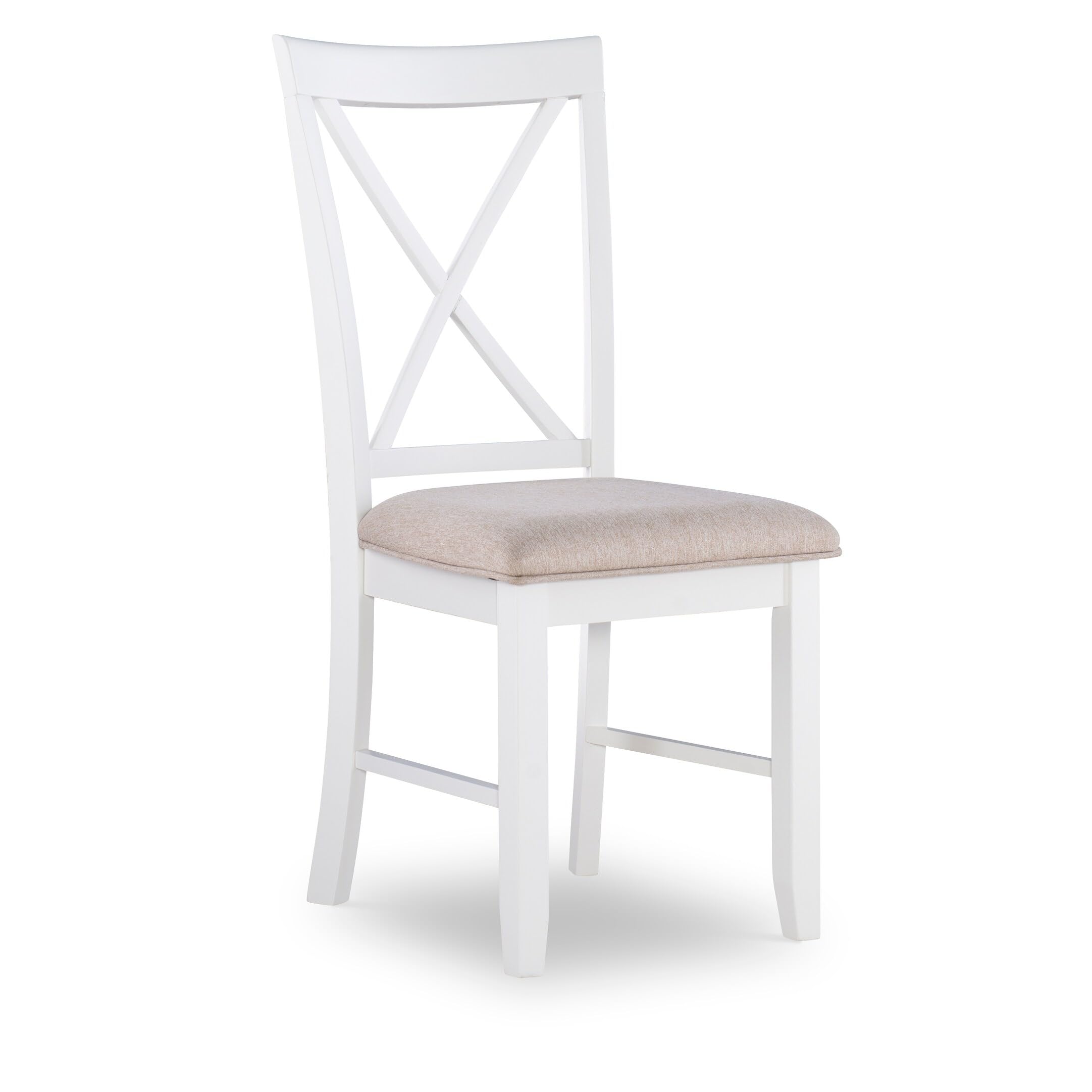 Linon Jane White Cushioned Dining Chairs (Set of 2) - Beige Upholstered Side Chairs for Kitchen, Dining Room & Office - Comfortable & Stylish Home Decor