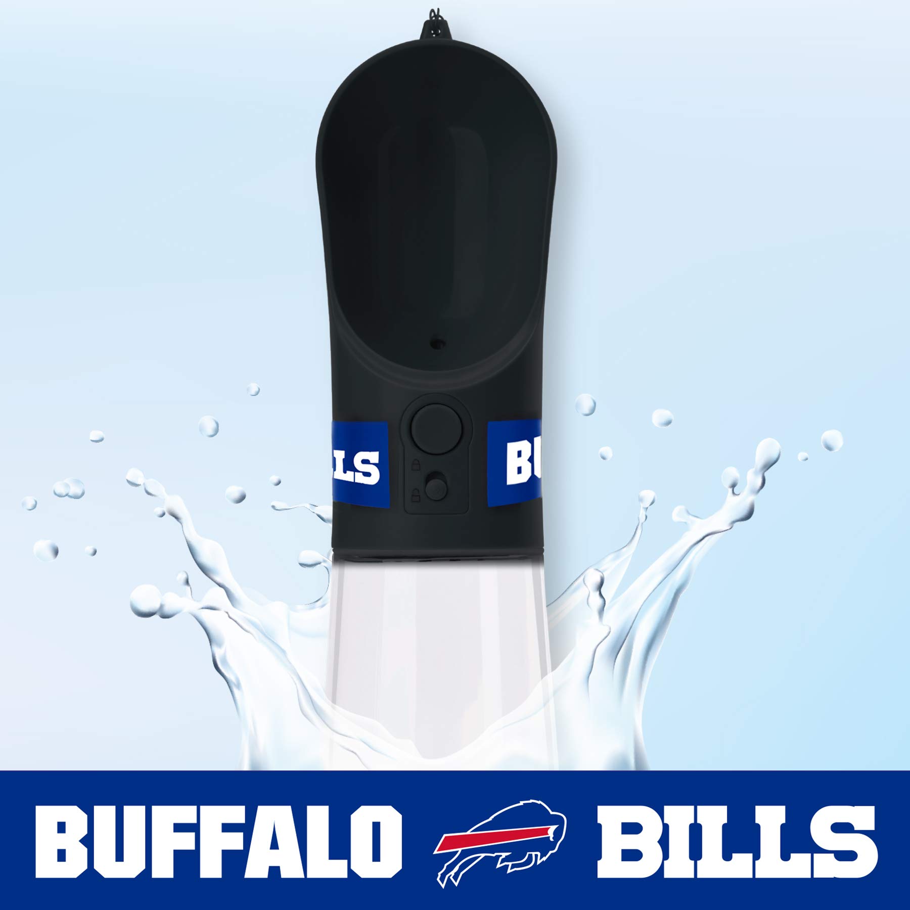 Buffalo Bills NFL Pet Water Bottle - 13.5oz Portable Dog & Cat Water Dispenser with Leak-Proof Design | Perfect for Travel, Hiking, and Outdoor Adventures with Your Pets (BUF-3344)