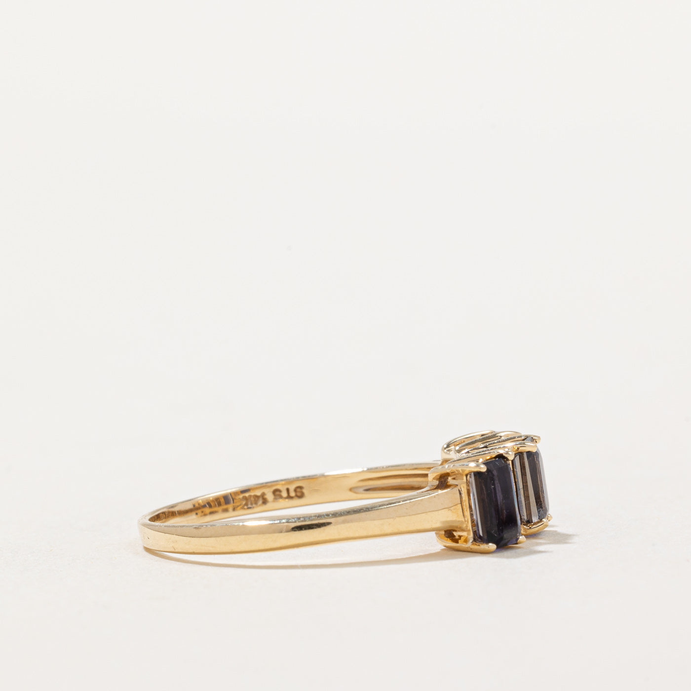 Three Stone Iolite & Diamond Ring | 0.75ctw Iolite & 0.06ctw Diamond | Size 7.75 | Elegant Wedding, Engagement & Anniversary Jewelry Gift for Women