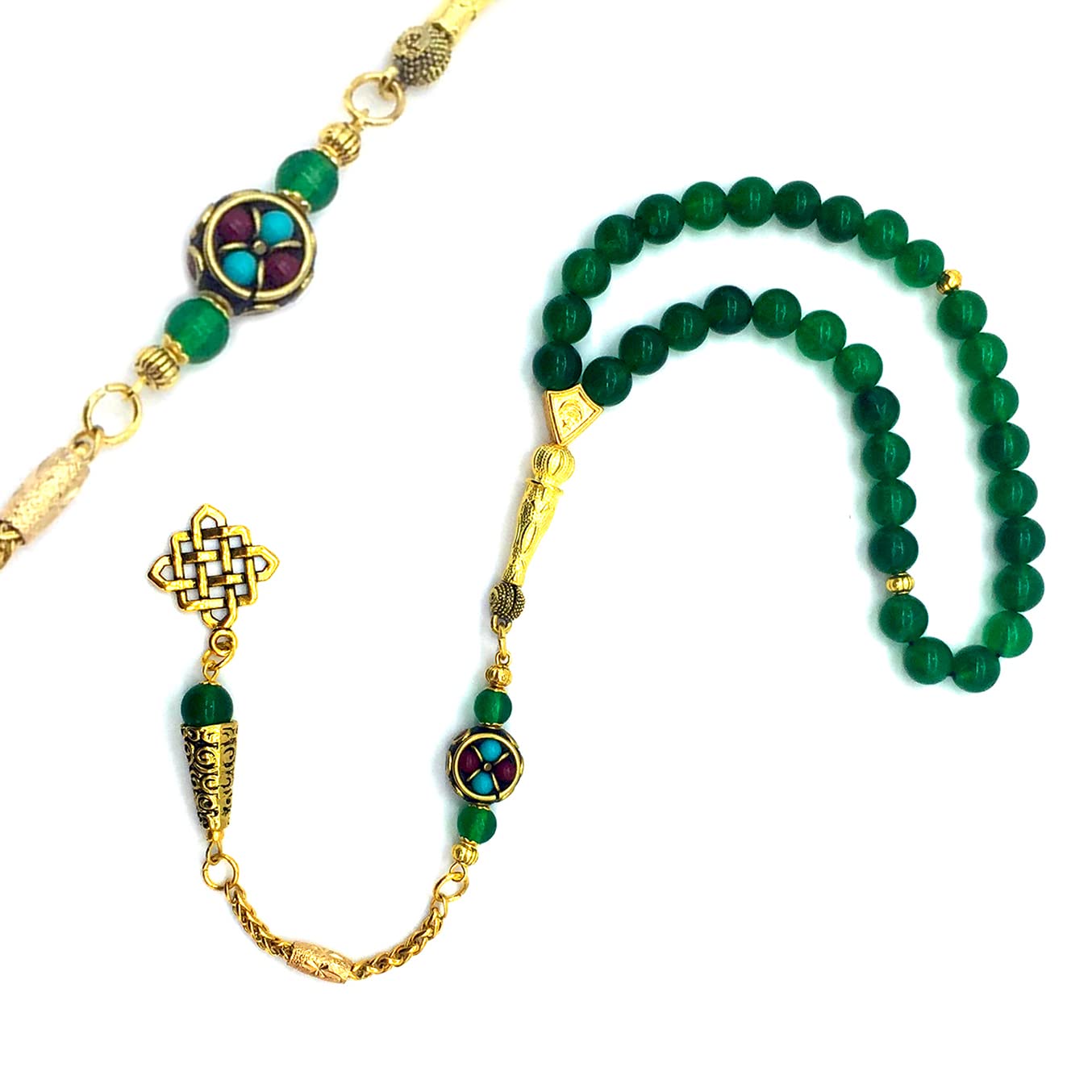 8mm-33 Beads Green Jade Stone Prayer Mala - Meditation, Yoga & Spiritual Healing Beads for Stress Relief & Mindfulness Practice