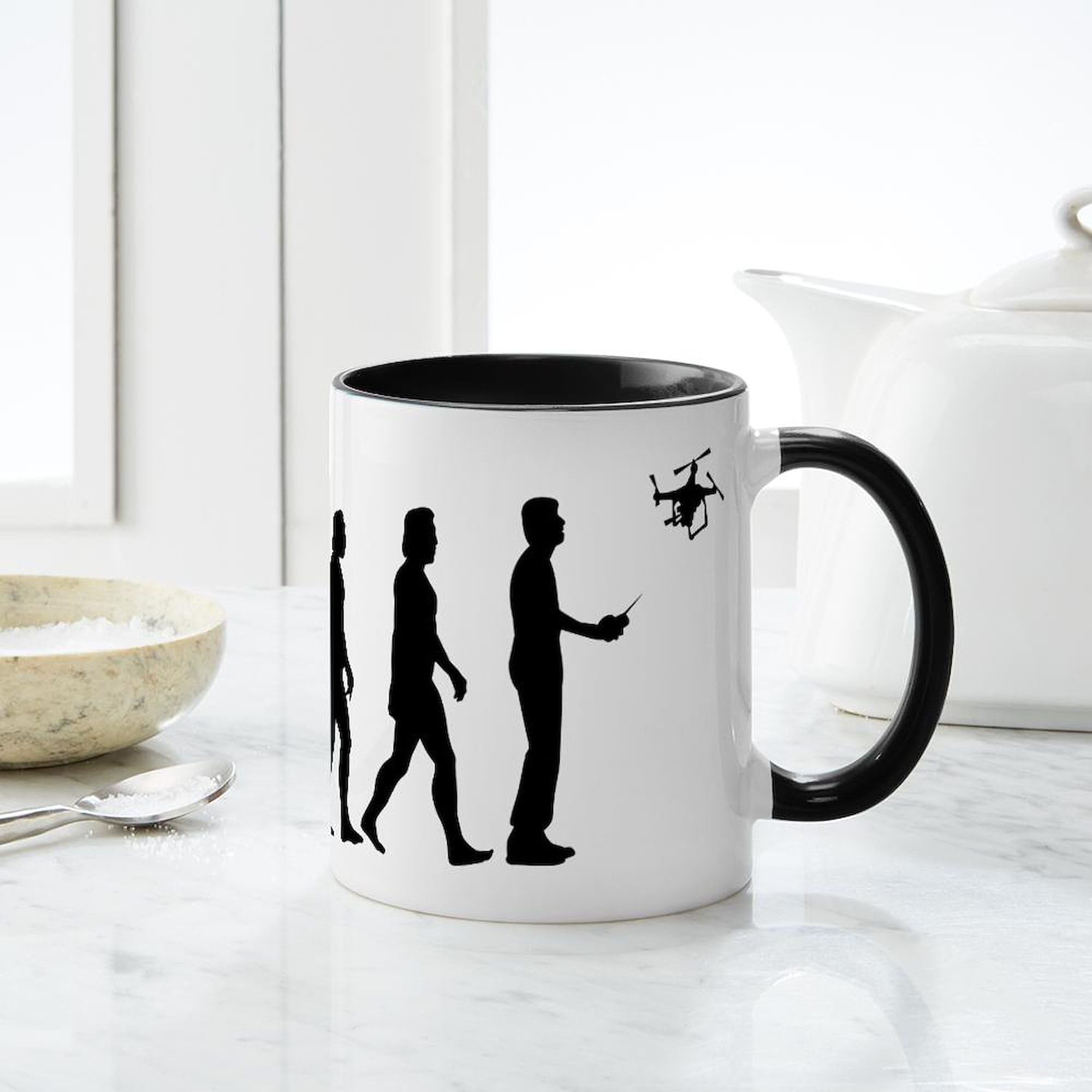 Drone Evolution 11 oz Ceramic Coffee Mug (325ml) - Perfect for Hot & Cold Beverages - Ideal for Office, Home, or Gift Giving