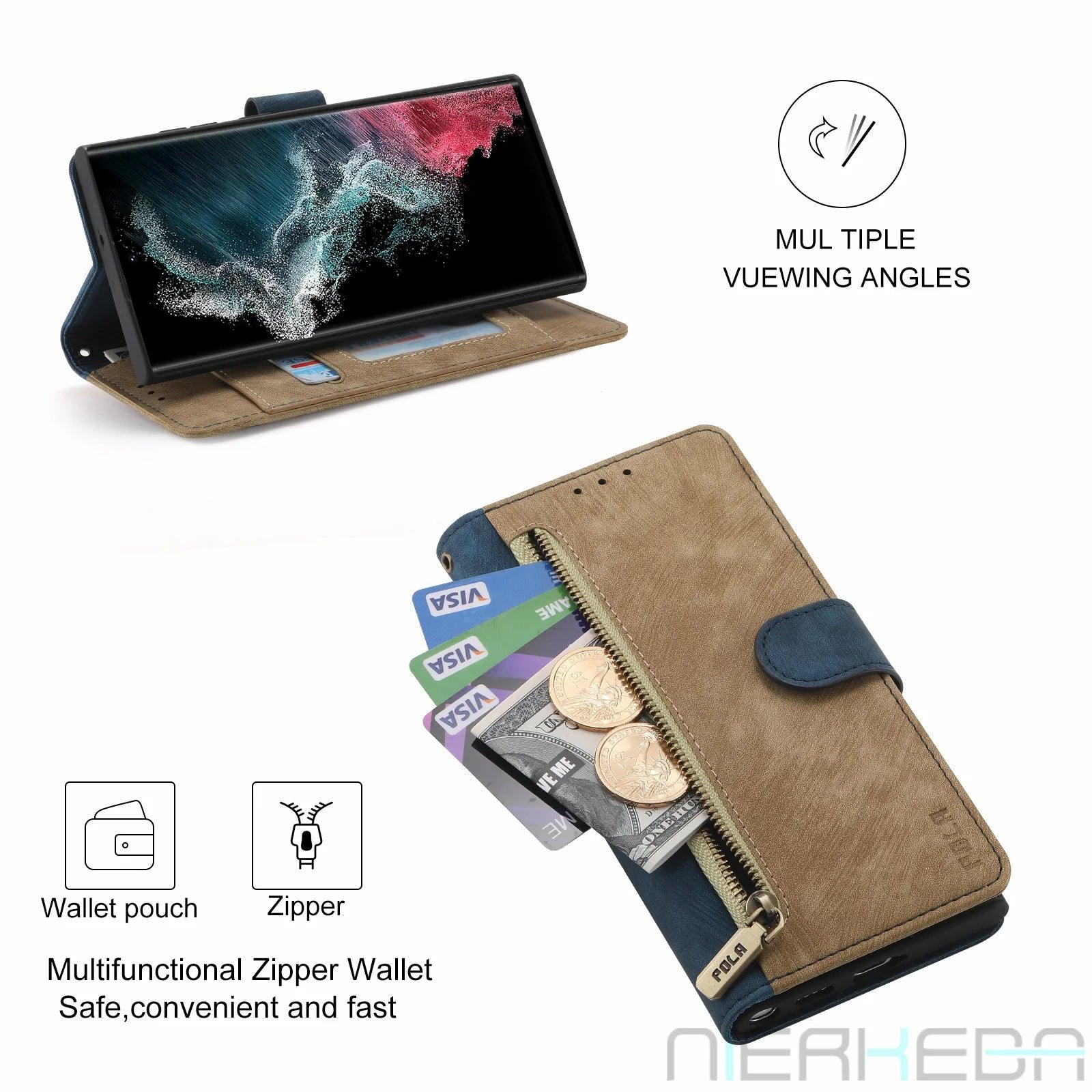 Samsung Galaxy S24 Ultra Anti-Theft Leather Case with RFID Protection - Slim & Durable Phone Cover for Daily Use, Travel & Business