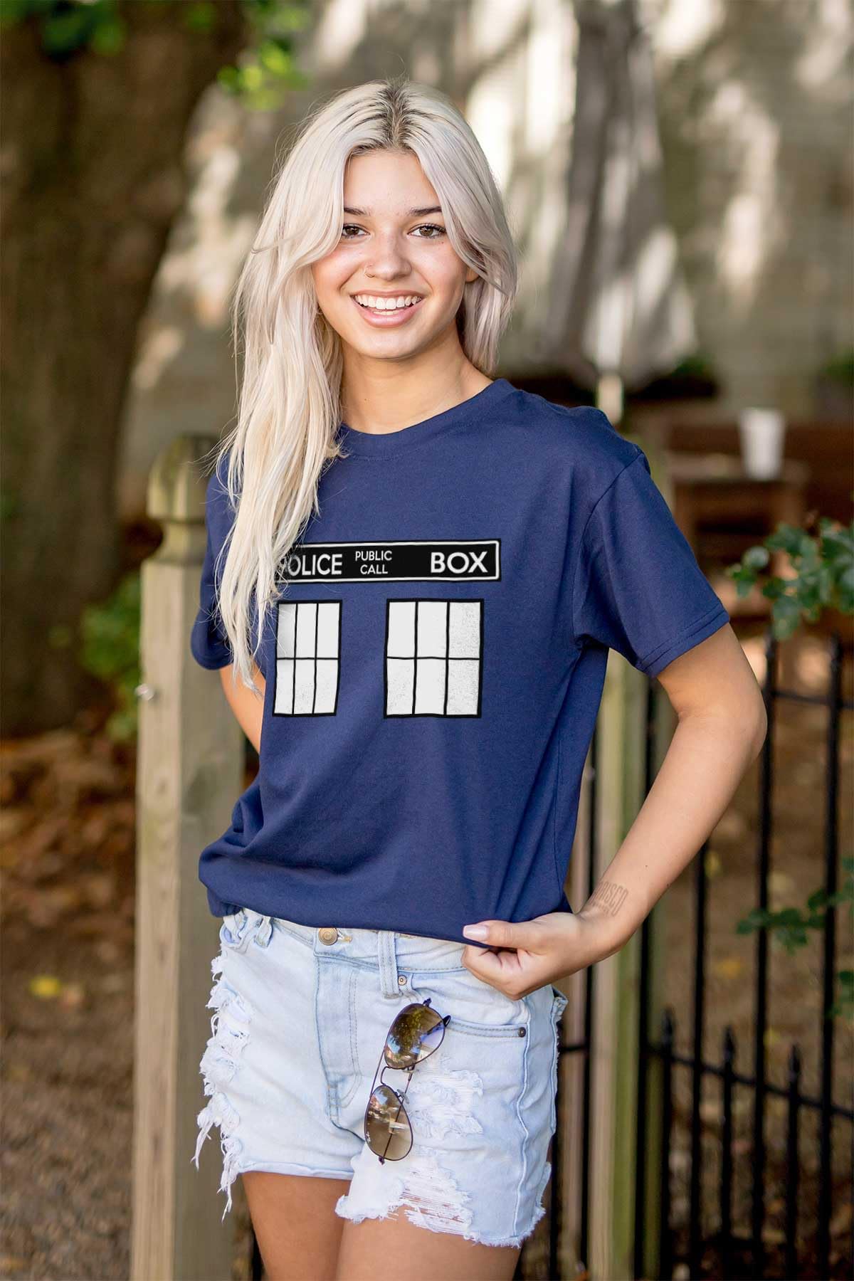 Police Box Doctor Who Cybermen Time Travel Graphic T-Shirt for Men & Women - Sci-Fi Fan Gift & Cosplay Costume