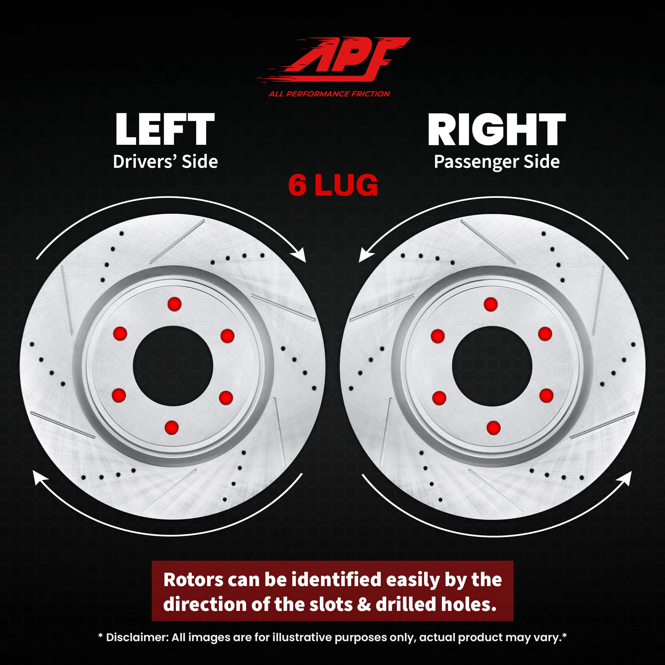 Rear Brake Kit for Ford Expedition 2007-2017 - Zinc Plated Drilled & Slotted Rotors with Carbon Fiber Brake Pads | 6-Lug 342mm (13.465
