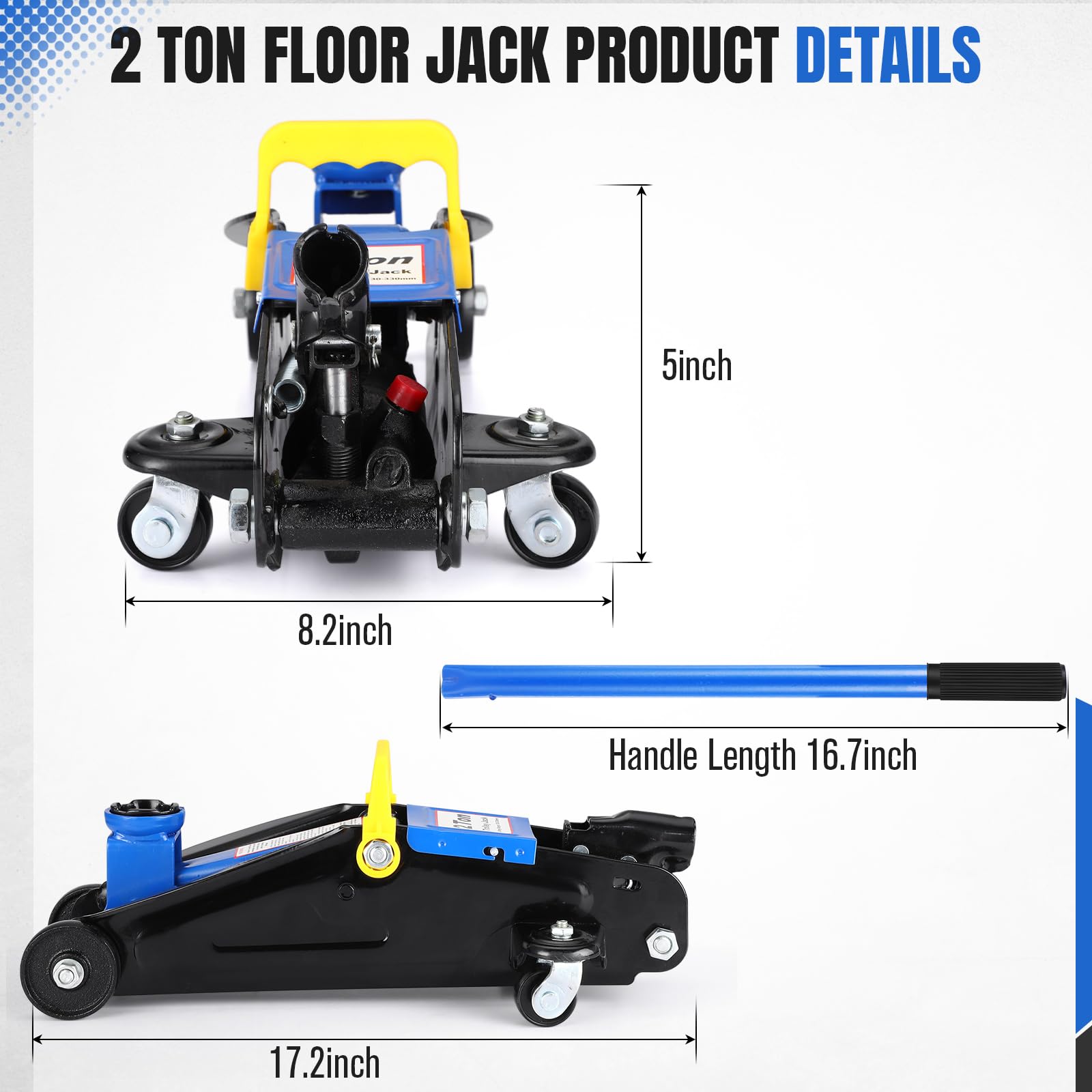 GARVEE 2 Ton Hydraulic Floor Jack - Low Profile 4400 Lbs Capacity, Quick Lift Pump, Heavy Duty Steel Construction (3.35