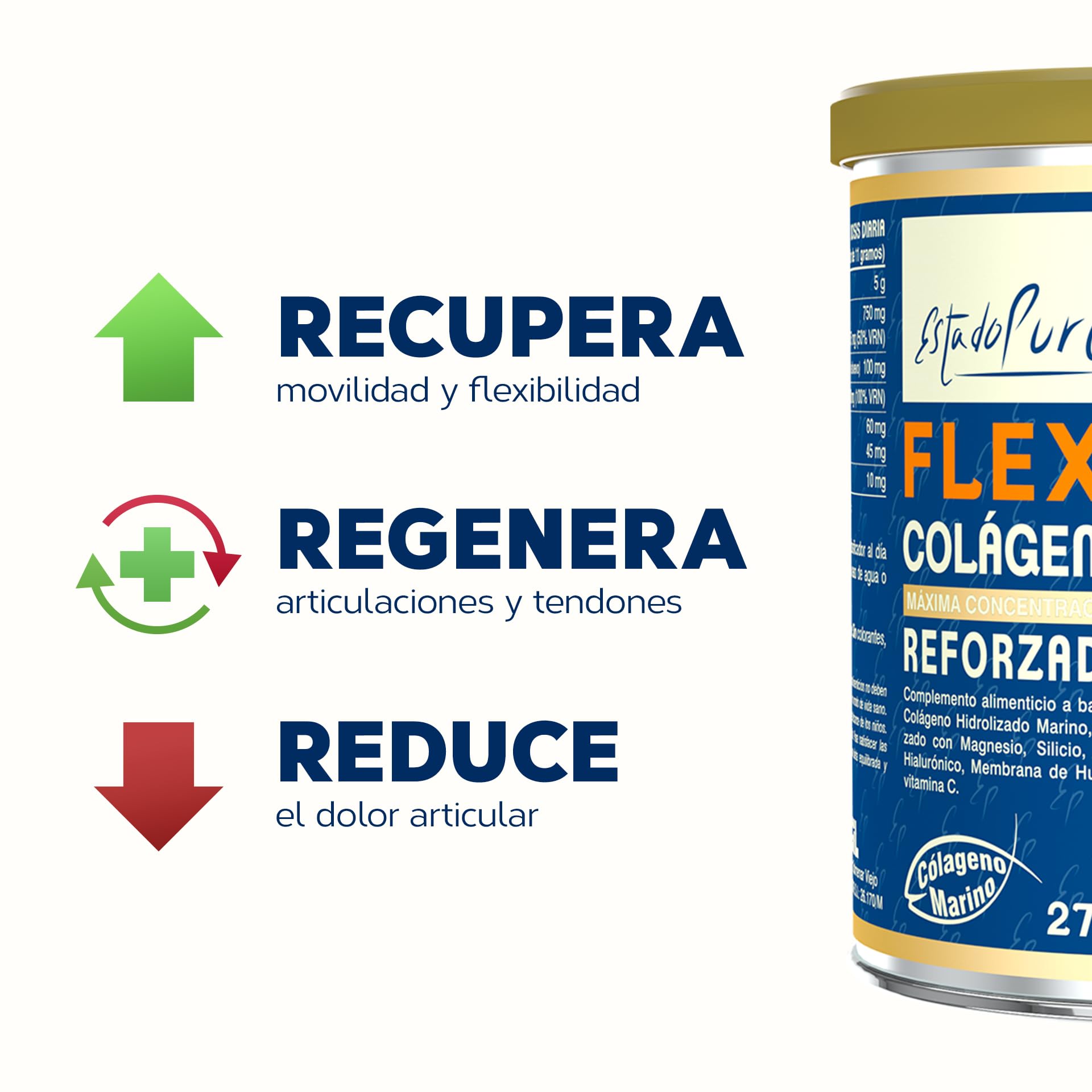 ESTADO PURO FLEXI COLLAGEN 275g - Premium Hydrolyzed Collagen Supplement for Skin, Hair & Joint Health - Perfect for Anti-Aging & Beauty Routine