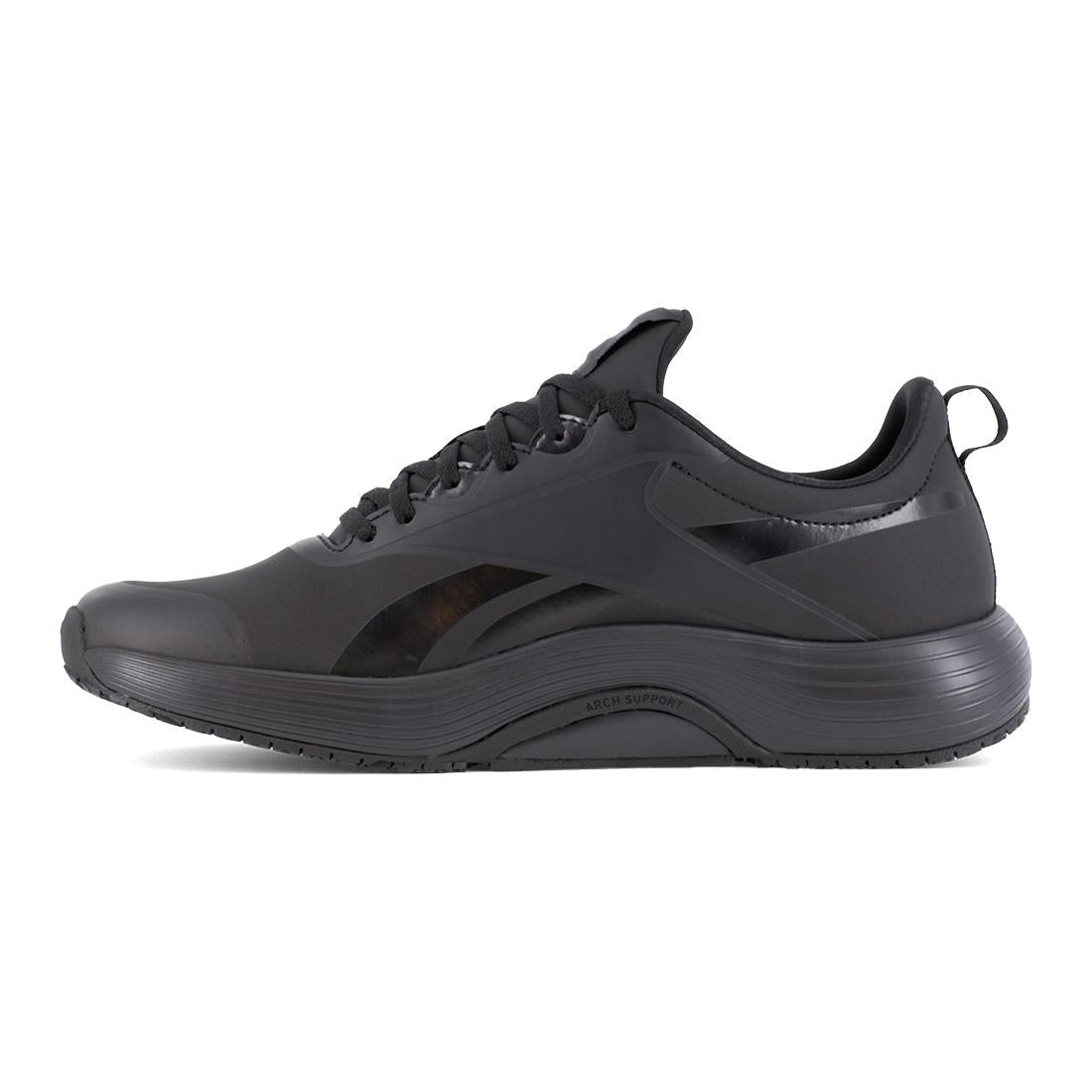 Lite Plus 4 Athletic Soft Toe Slip-Resistant Work Shoes for Men & Women - Black | Lightweight Comfortable Non-Slip Sneakers for Running, Walking, Gym & Outdoor Activities