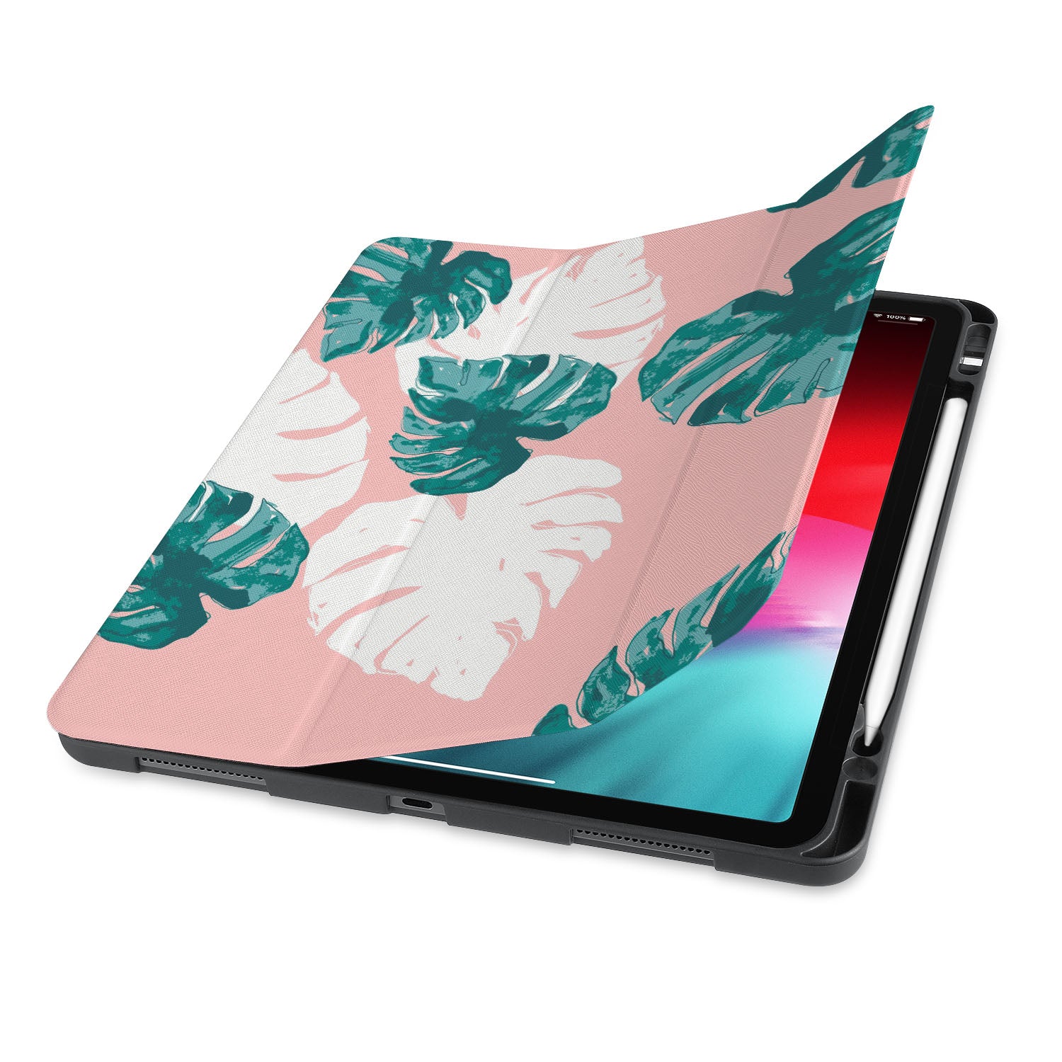 Premium iPad Trifold Case with Pink Floral Design - Slim Protective Cover for iPad 6/7/8/9th Gen, iPad Air 3/4, iPad Pro 10.5