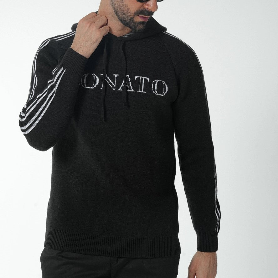 Donato Perola Black Hooded Pullover Sweatshirt - Cozy & Stylish for Casual Wear, Gym, and Outdoor Activities