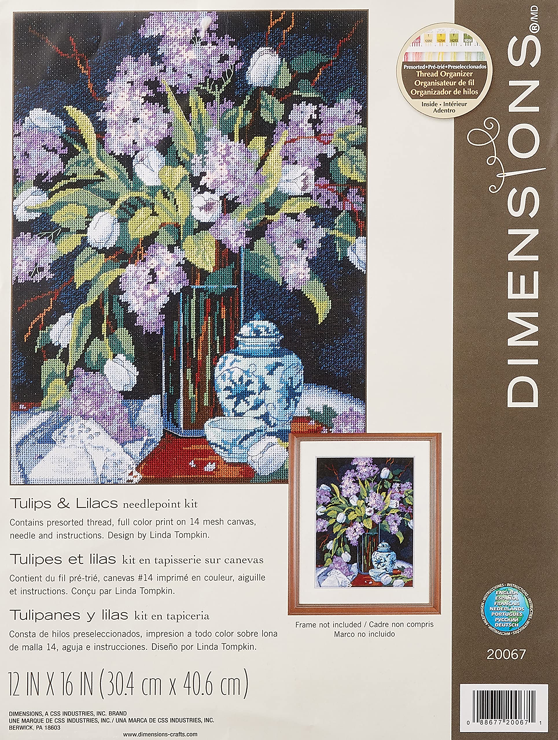 Dimensions Needlecrafts Needlepoint Kit - Tulips and Lilacs Floral Design for DIY Embroidery & Home Decor | Perfect for Beginners, Wall Art, and Gift Giving