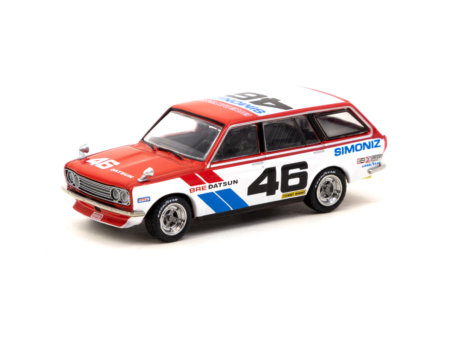 Tarmac Works 1/64 Scale Datsun Bluebird 510 Wagon BRE EMS Special Edition Diecast Model Car - Collectible Miniature Vehicle for Display & Racing Scenes