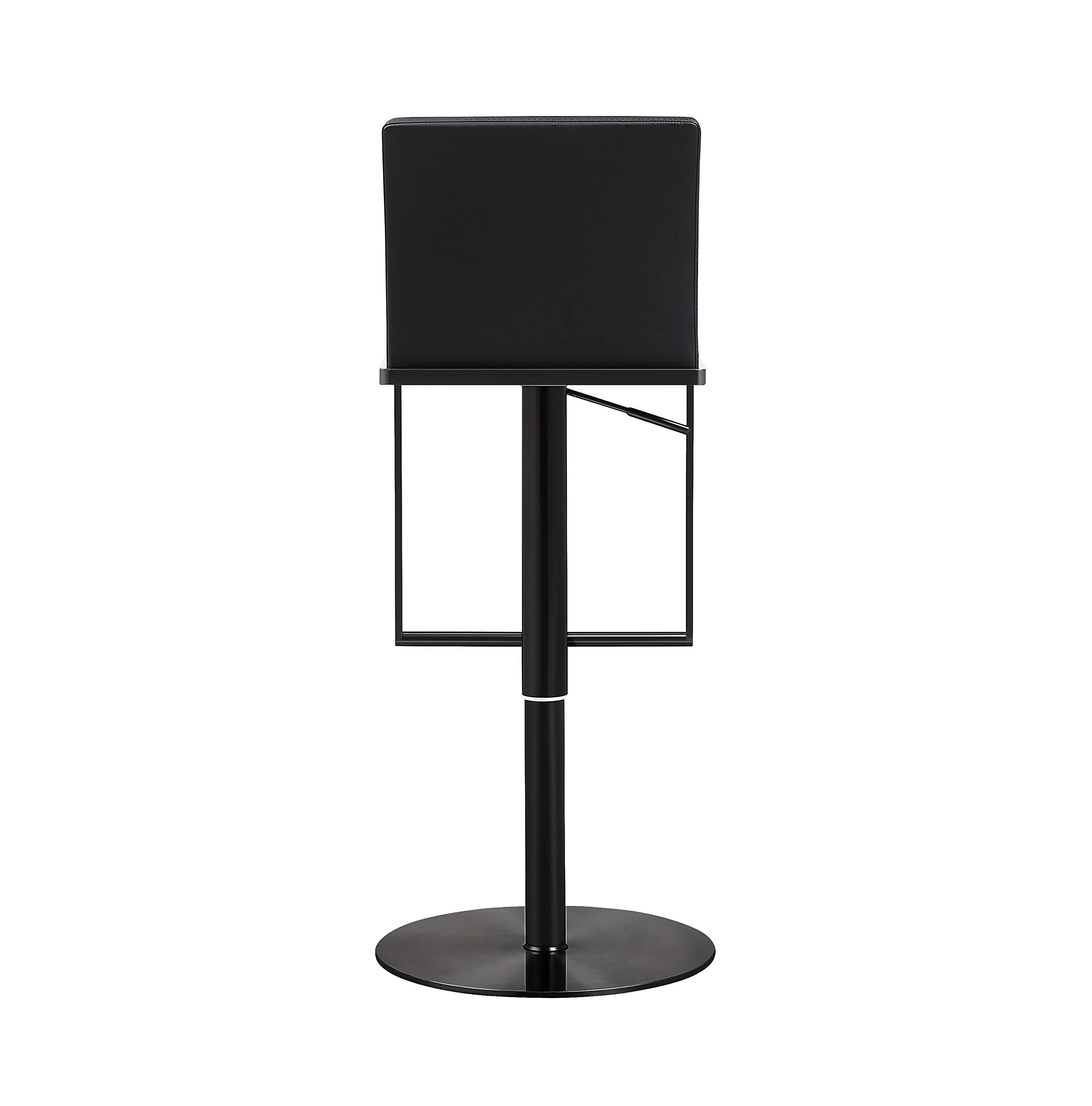 TOV Furniture Amalfi Modern Upholstered Adjustable Swivel Bar Stool - 16.5 Inch Kitchen Counter Height Stool with Padded Seat - Black Barstools for Home, Kitchen Island & Breakfast Nook