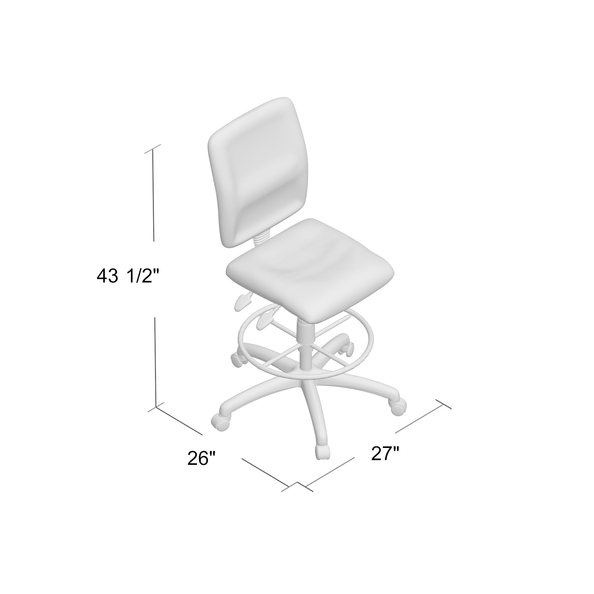 Boss Drafting Stool in Black Fabric - Adjustable Height Office Chair (Models B1635, B1636, B1637) for Home Office, Studio & Drafting Table Workspaces