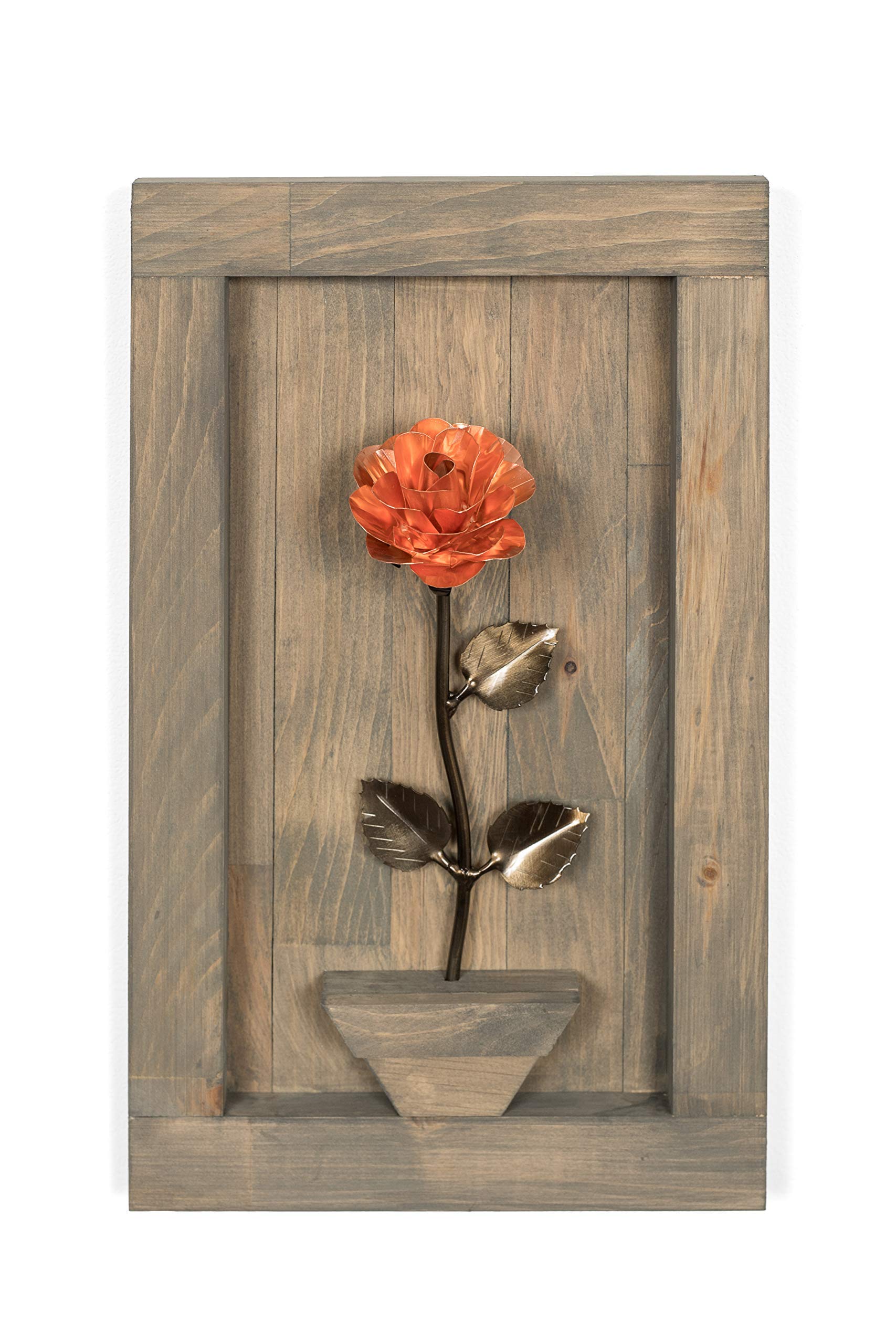 7th Wedding Anniversary Gift - Personalized Framed Copper Rose for Couples, Romantic Home Decor & Unique Keepsake Present