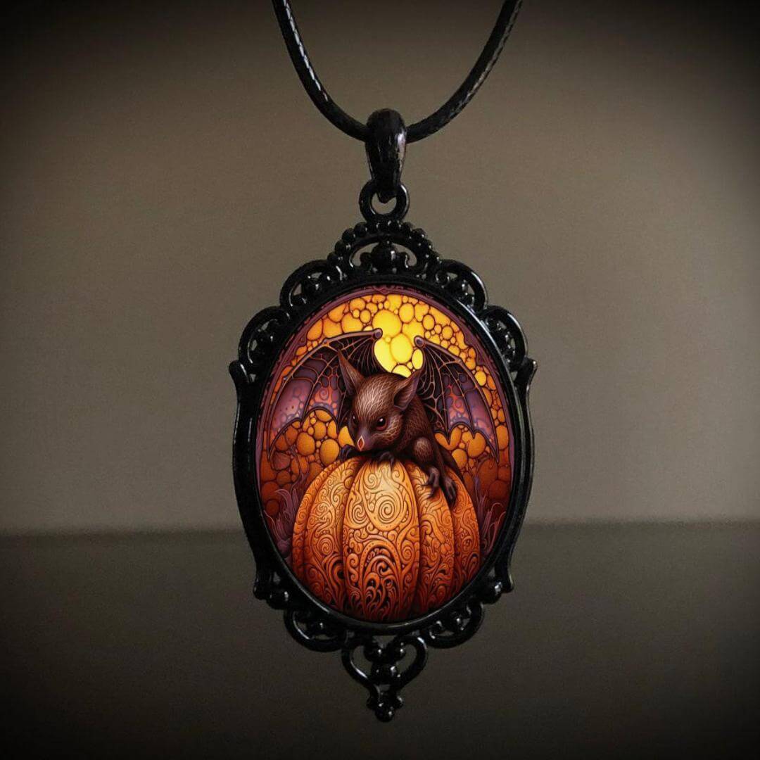 Gothic Cross Crow Raven Embossed Halloween Pendant Necklace for Women & Men | KY001 | Perfect for Halloween Costumes, Gothic Fashion & Dark Aesthetic Jewelry