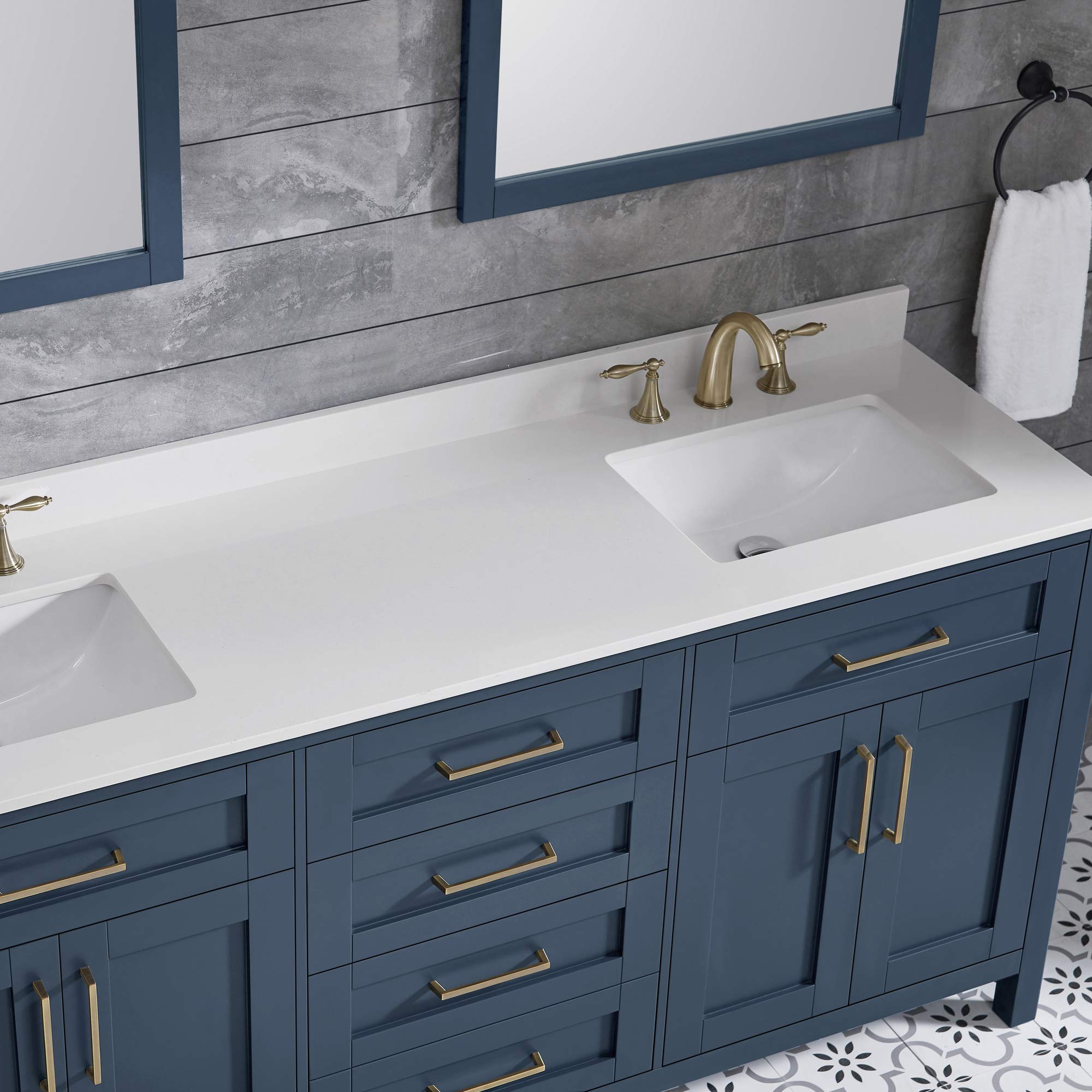 OVE Decors Maya 72-Inch Double Sink Bathroom Vanity in Midnight Blue - Modern Bathroom Storage Solution for Master Bath & Guest Powder Room