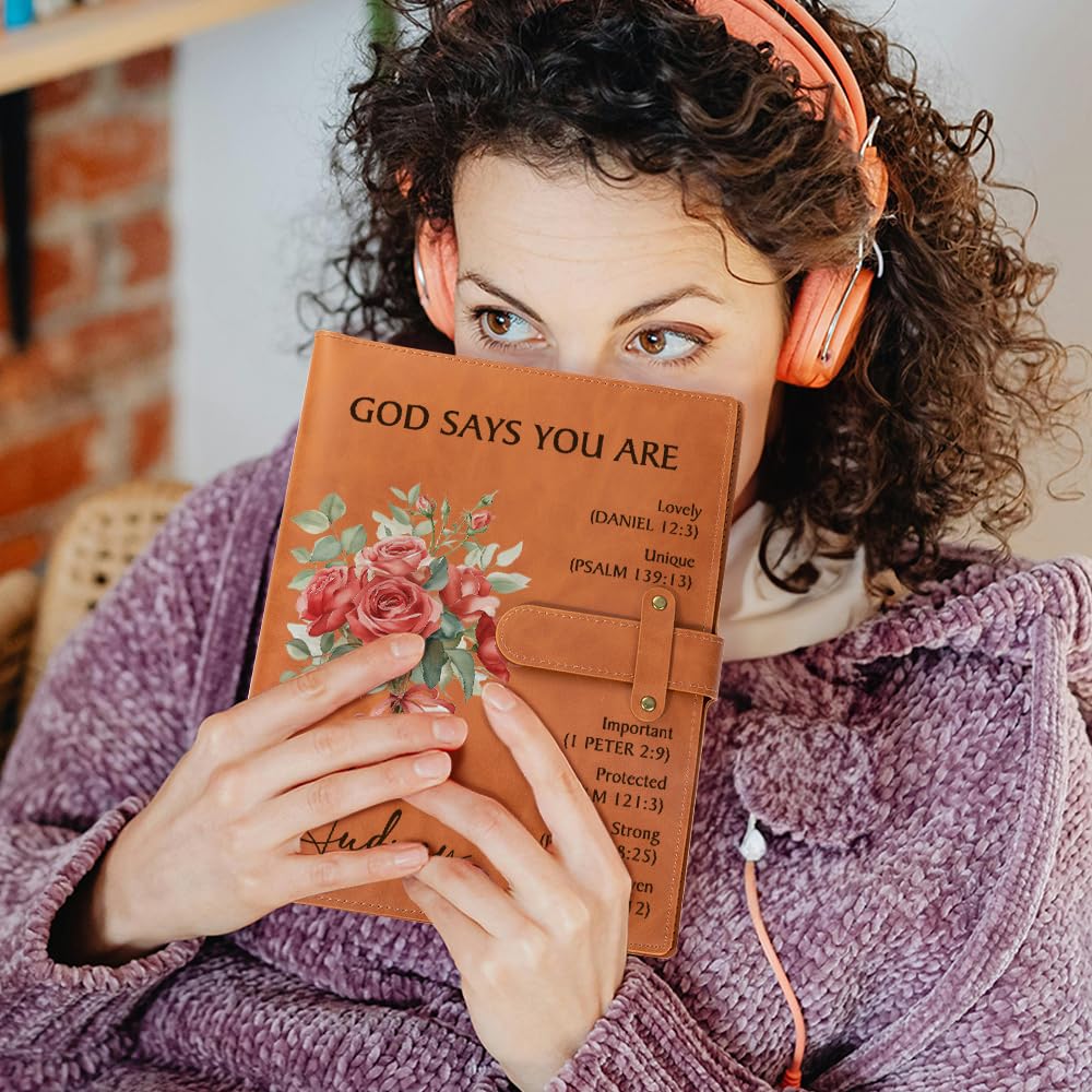 Callie Personalized Inspirational Bible Study Journal for Women - A5 Leather Prayer Notebook with Birth Flowers & Christian Affirmations | Perfect for Scripture Note-Taking, Devotional Writing & Faith-Based Gift Giving