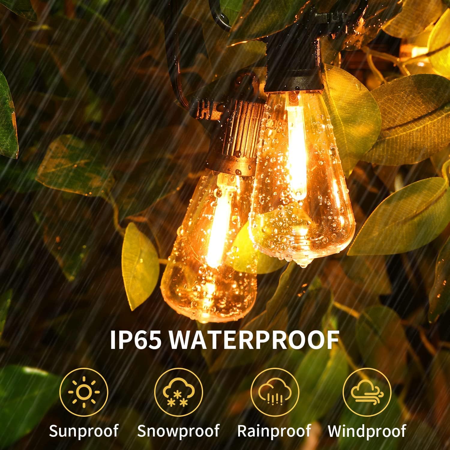 ZOTOYI 25FT Outdoor String Lights - Waterproof IP65 Patio Lights with 13 Shatterproof ST38 LED Bulbs (Includes 1 Spare), Dimmable Hanging Lights for Bistro, Backyard, Cafe, Garden - 2700K Warm White | Perfect for Outdoor Dining, Wedding Decor & Party Lighting