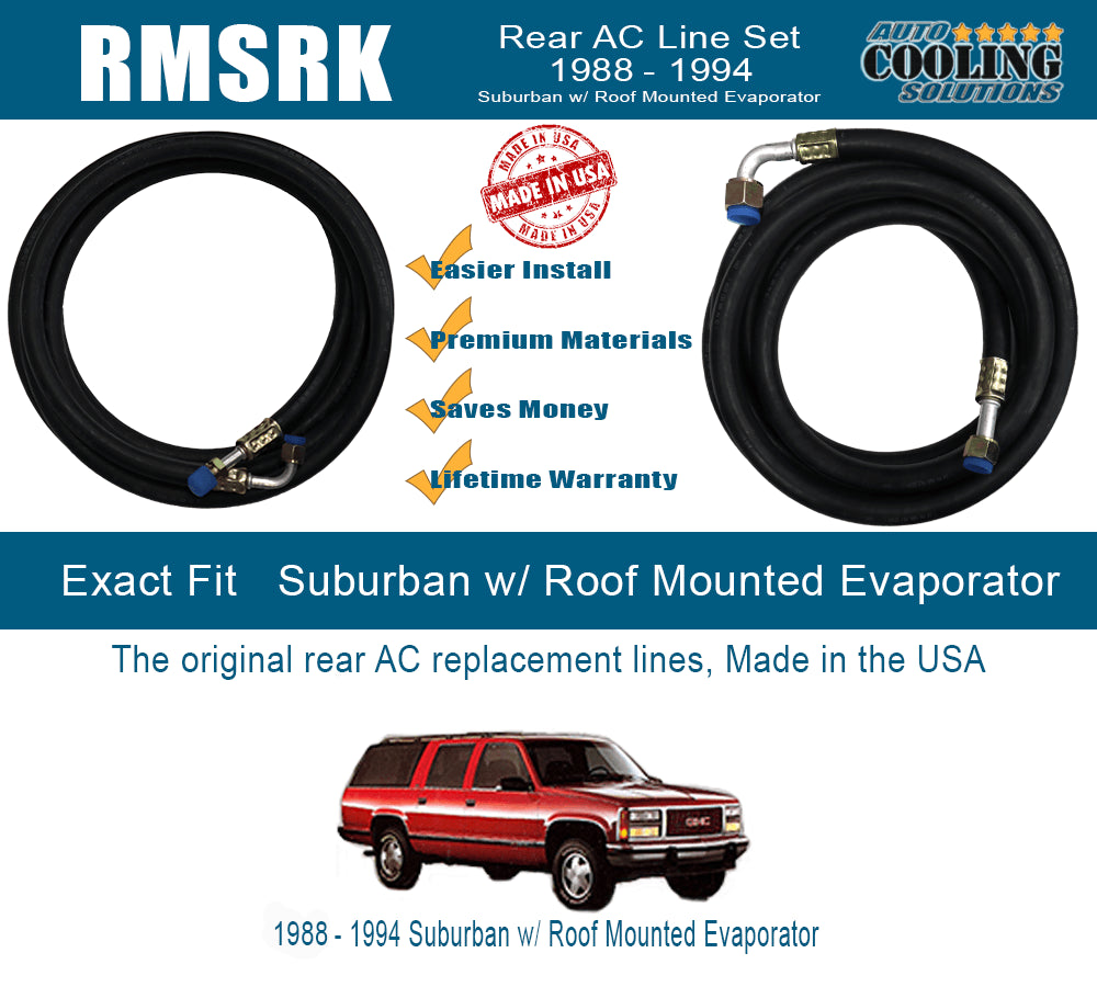 1988-1994 Chevy Suburban Rear AC Line Kit with Roof Mount Evaporator - Perfect for AC System Repair & Restoration