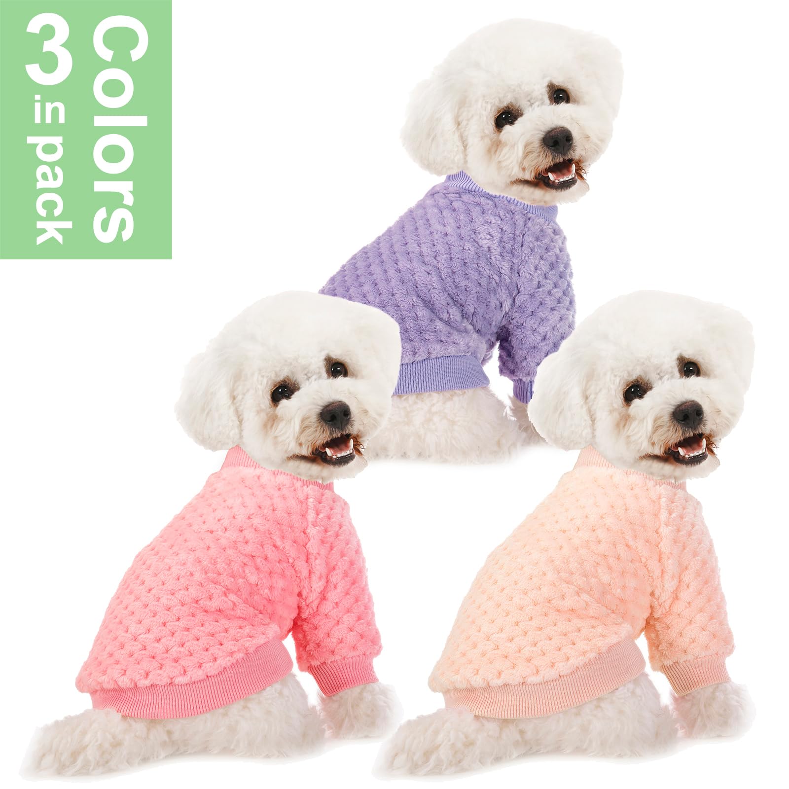 POMIU Warm Soft Flannel Dog Sweater for Small & Medium Dogs & Cats - Cozy Pet Clothes for Winter, Dog Shirt Coat Jacket (Peach, Purple, Rose, Medium) - Perfect for Indoor & Outdoor Winter Walks, Holiday Outfits & Daily Comfort